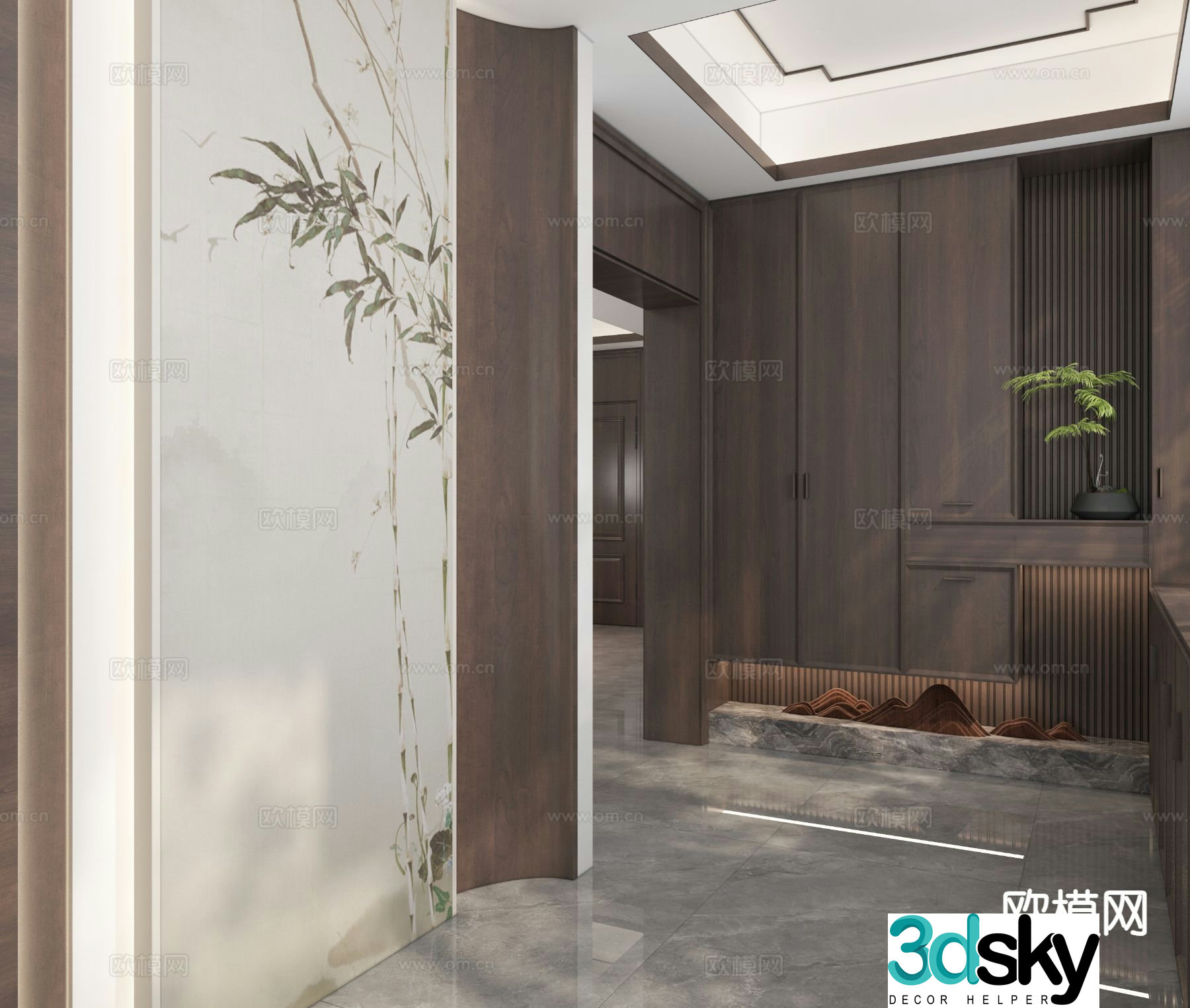 New Chinese style entrance hall 3D model