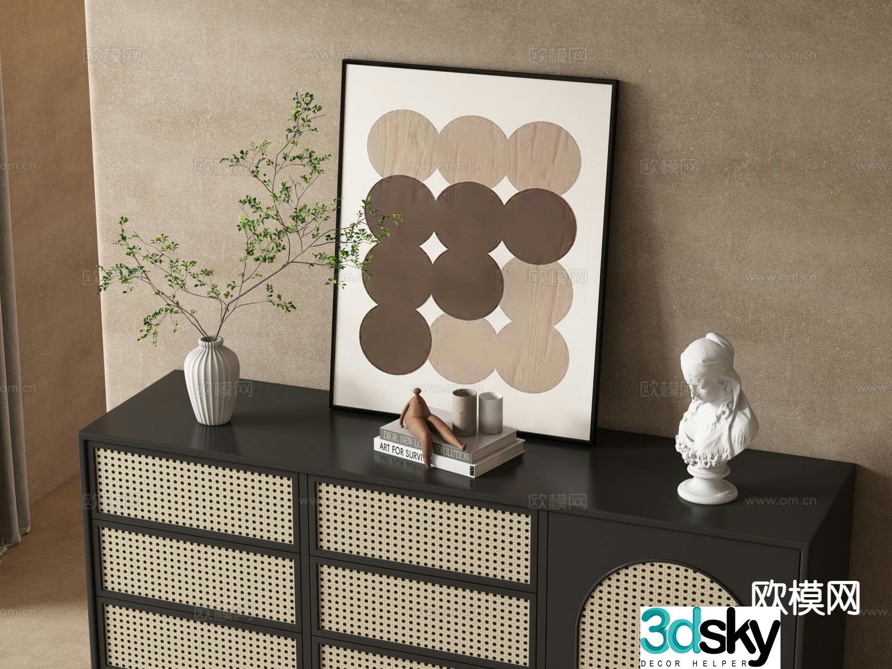 Medieval style decorations ornaments vases paintings 3D model
