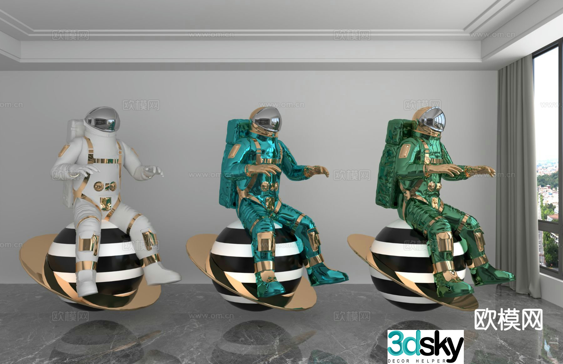 Laser astronaut trendy ornament 3D model