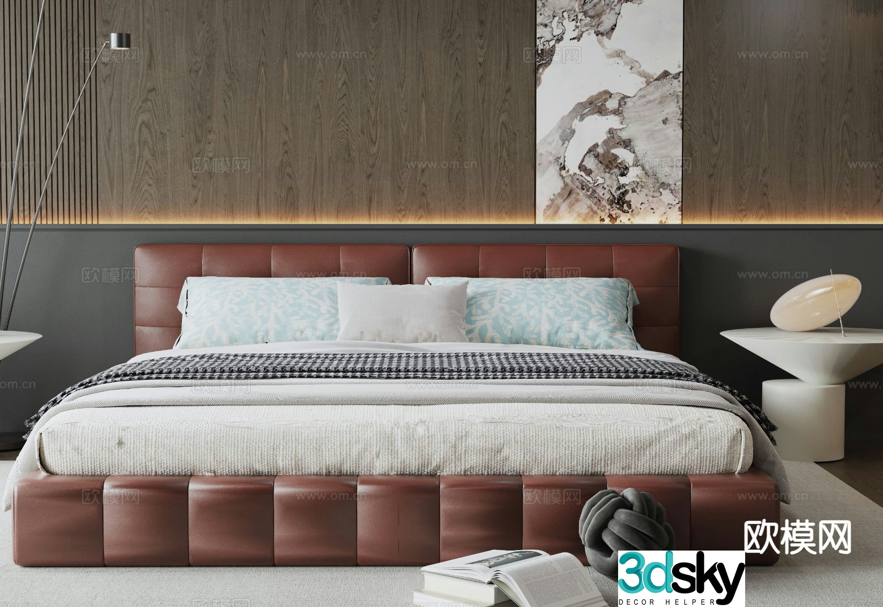 Italian double bed 3d model