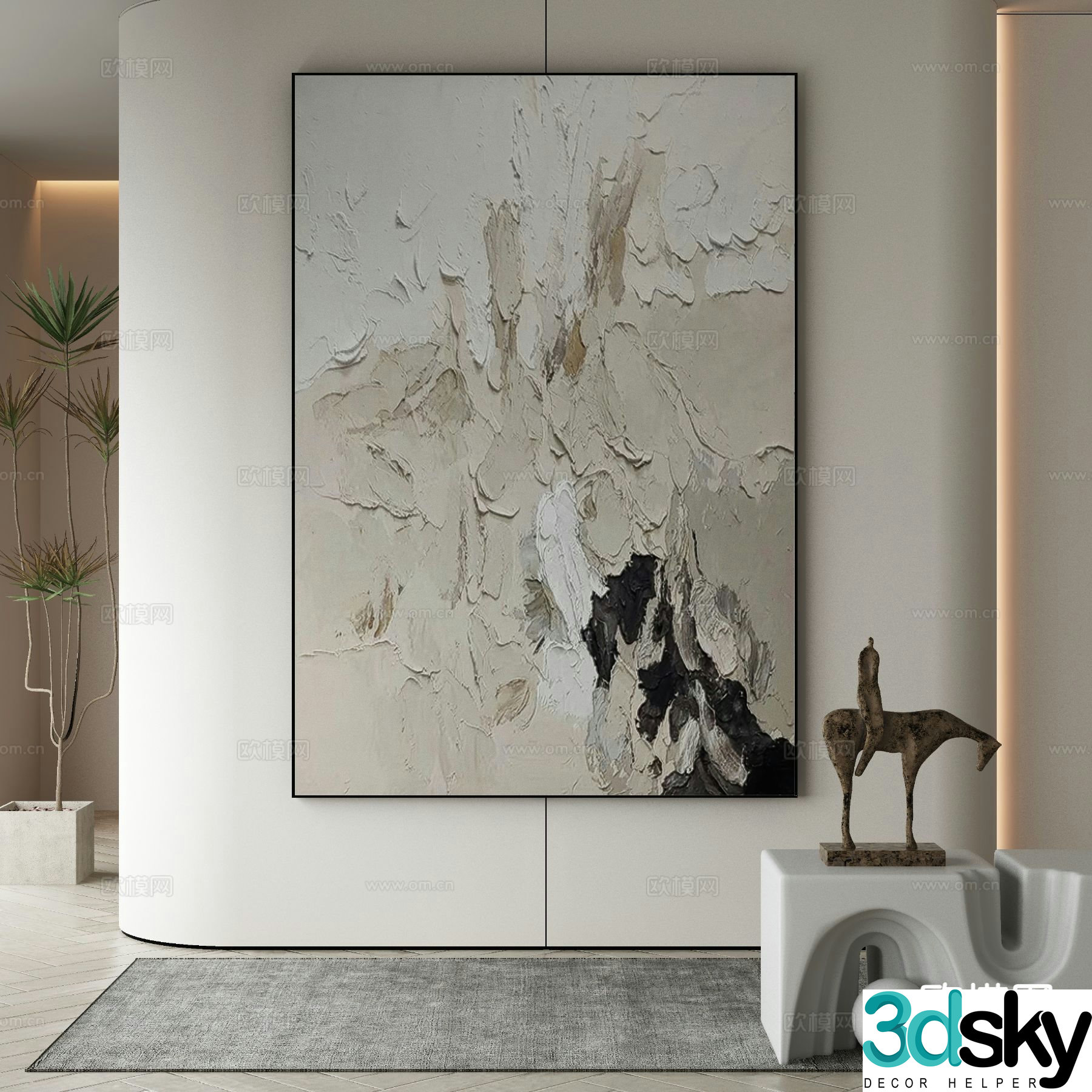 Wabi-sabi art painting texture painting decorative painting 3d model