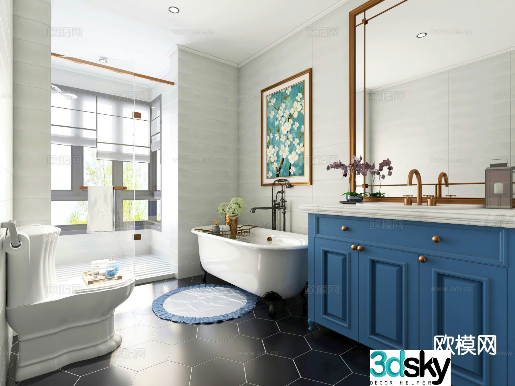 American bathroom bathroom toilet 3d model