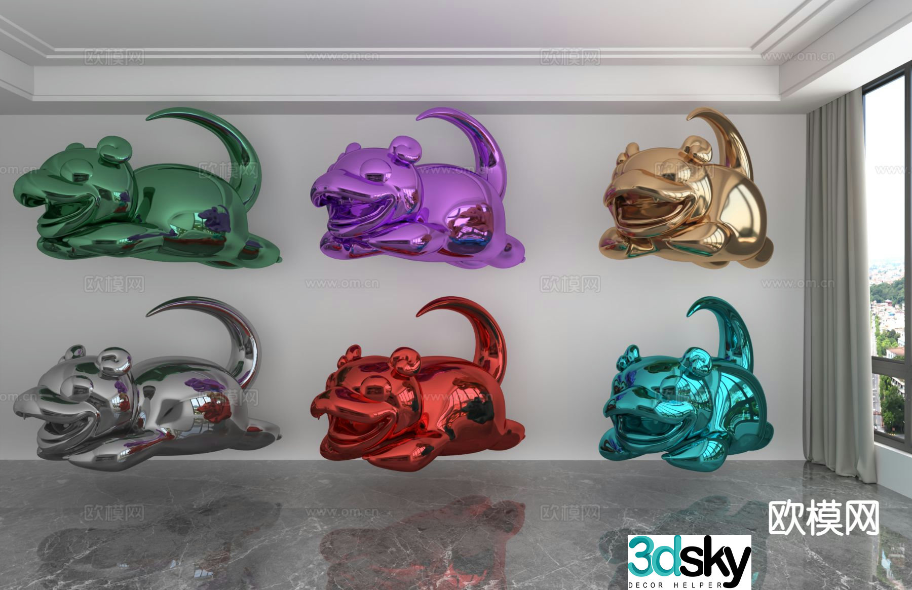 Modern color laser doll trendy toy ornament 3D model