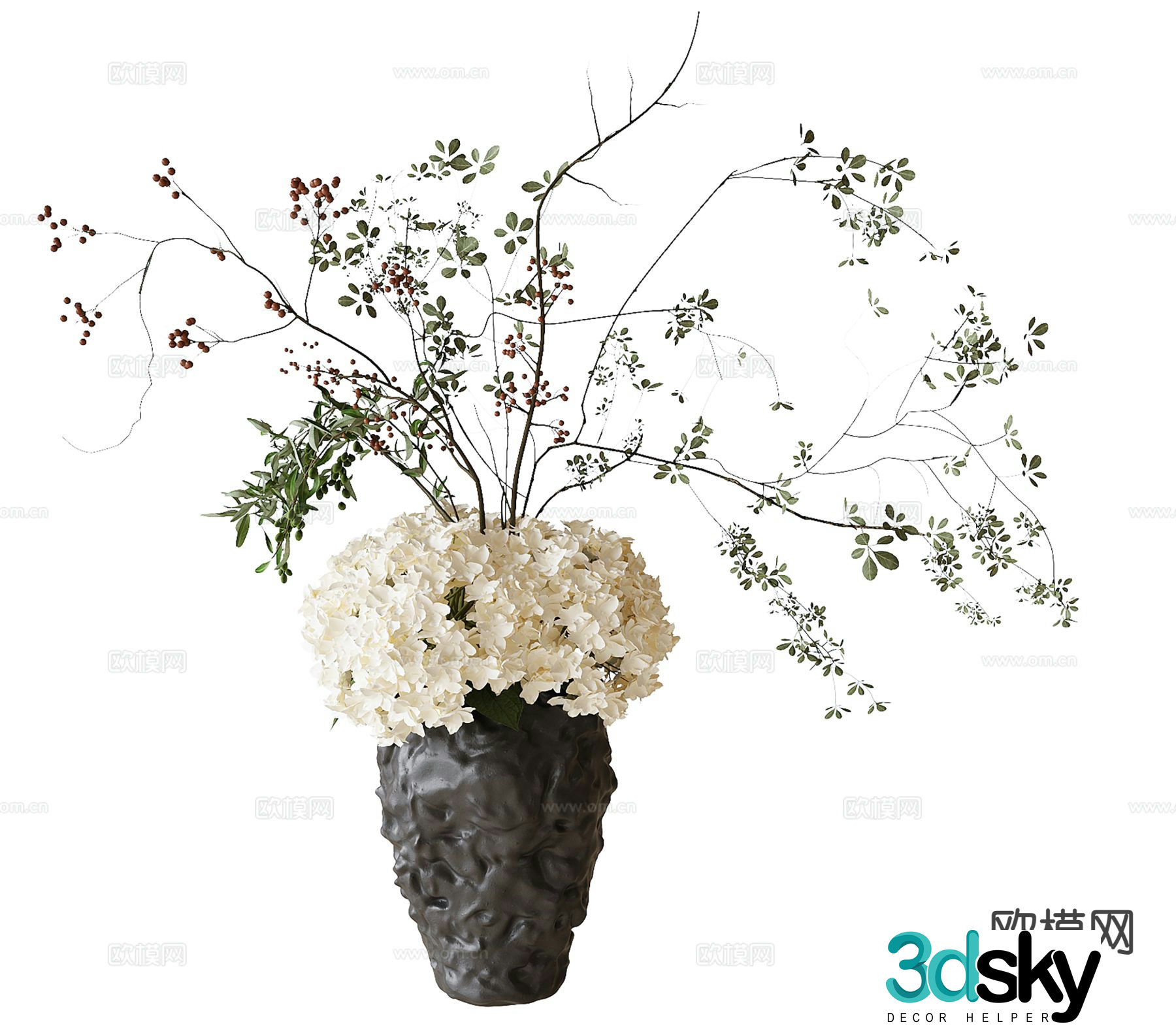 wabi-sabi flower arrangement floral vase floral 3d model