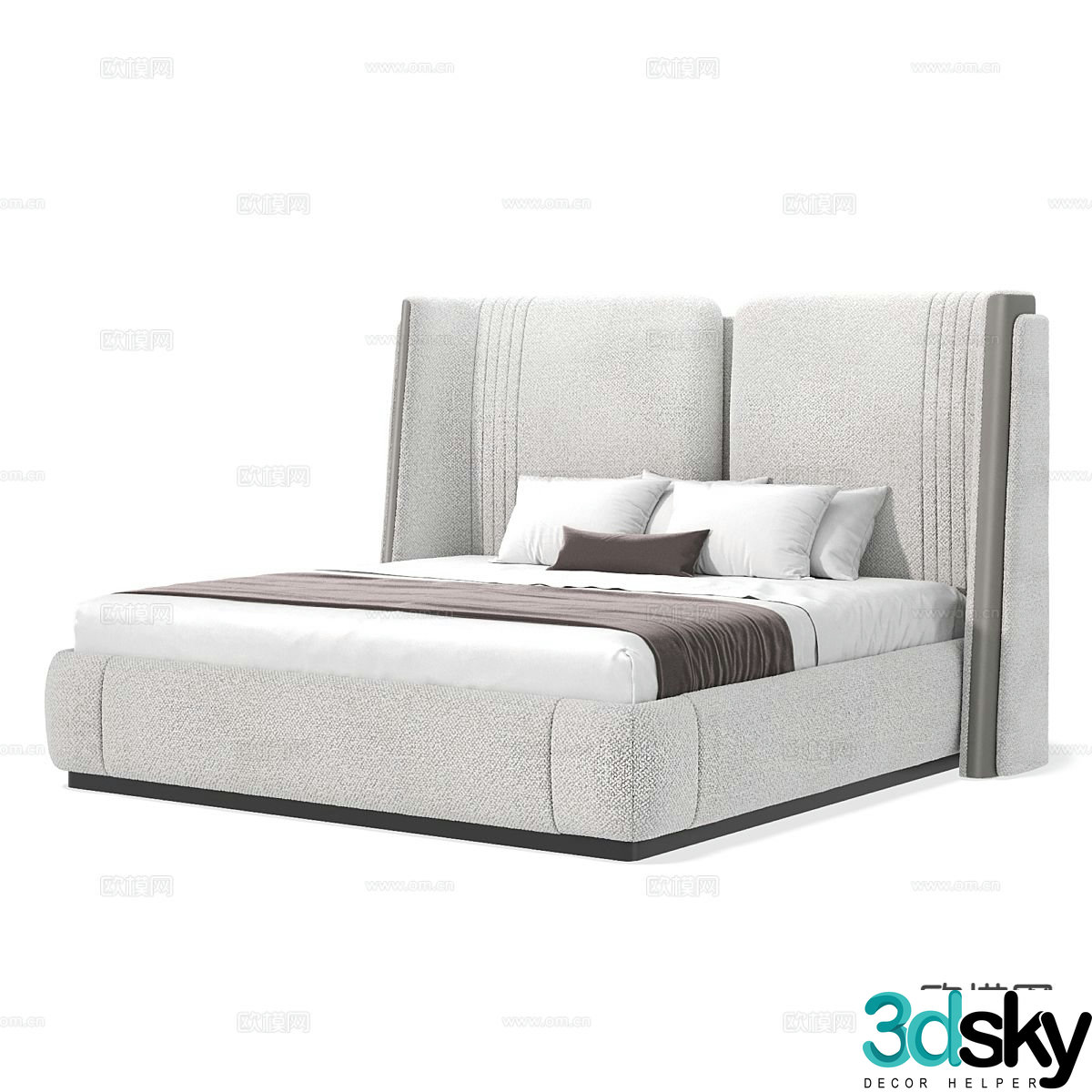 Italian minimalist double bed 3D model