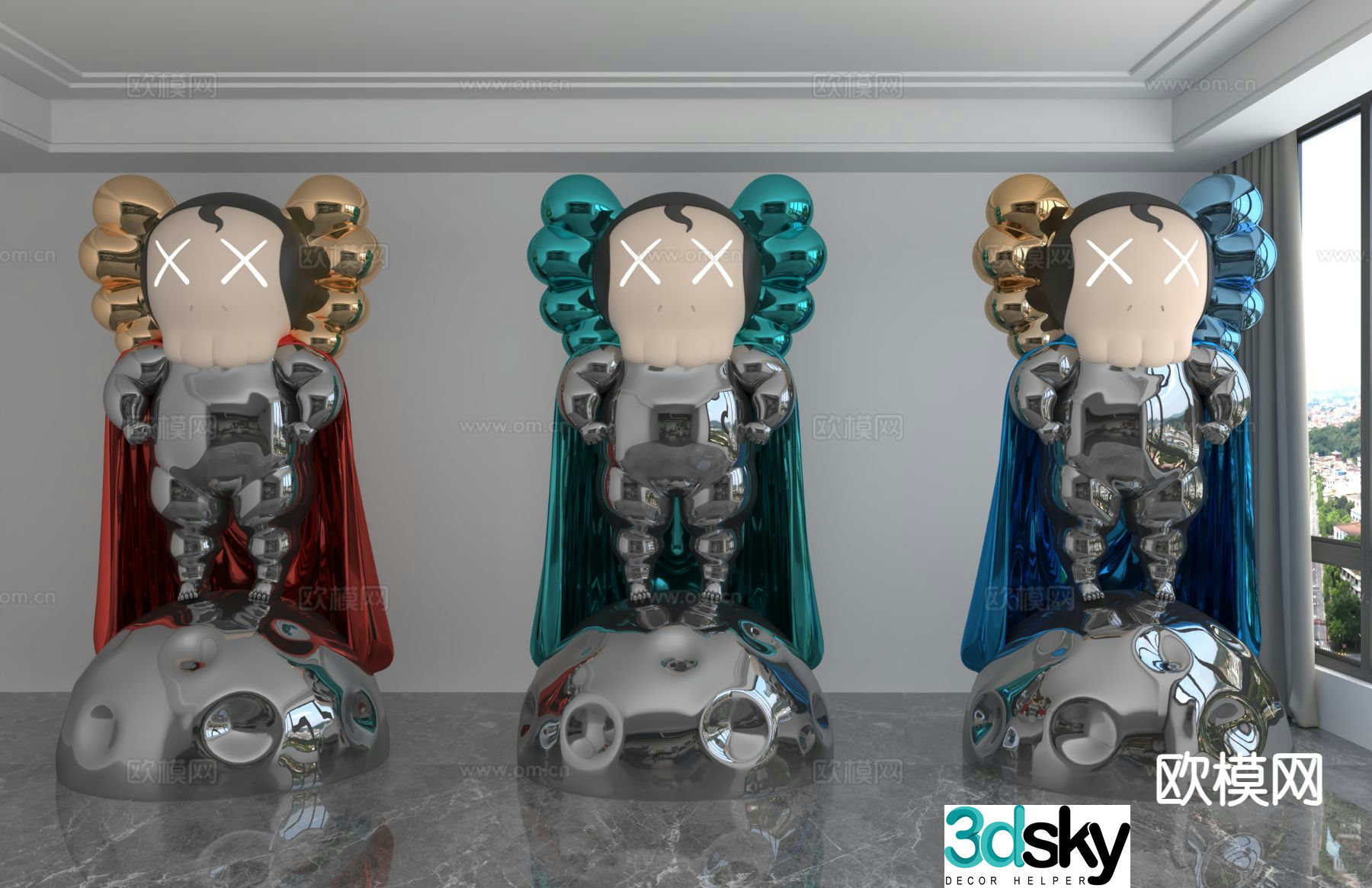 Modern laser astronaut trendy ornaments 3D model