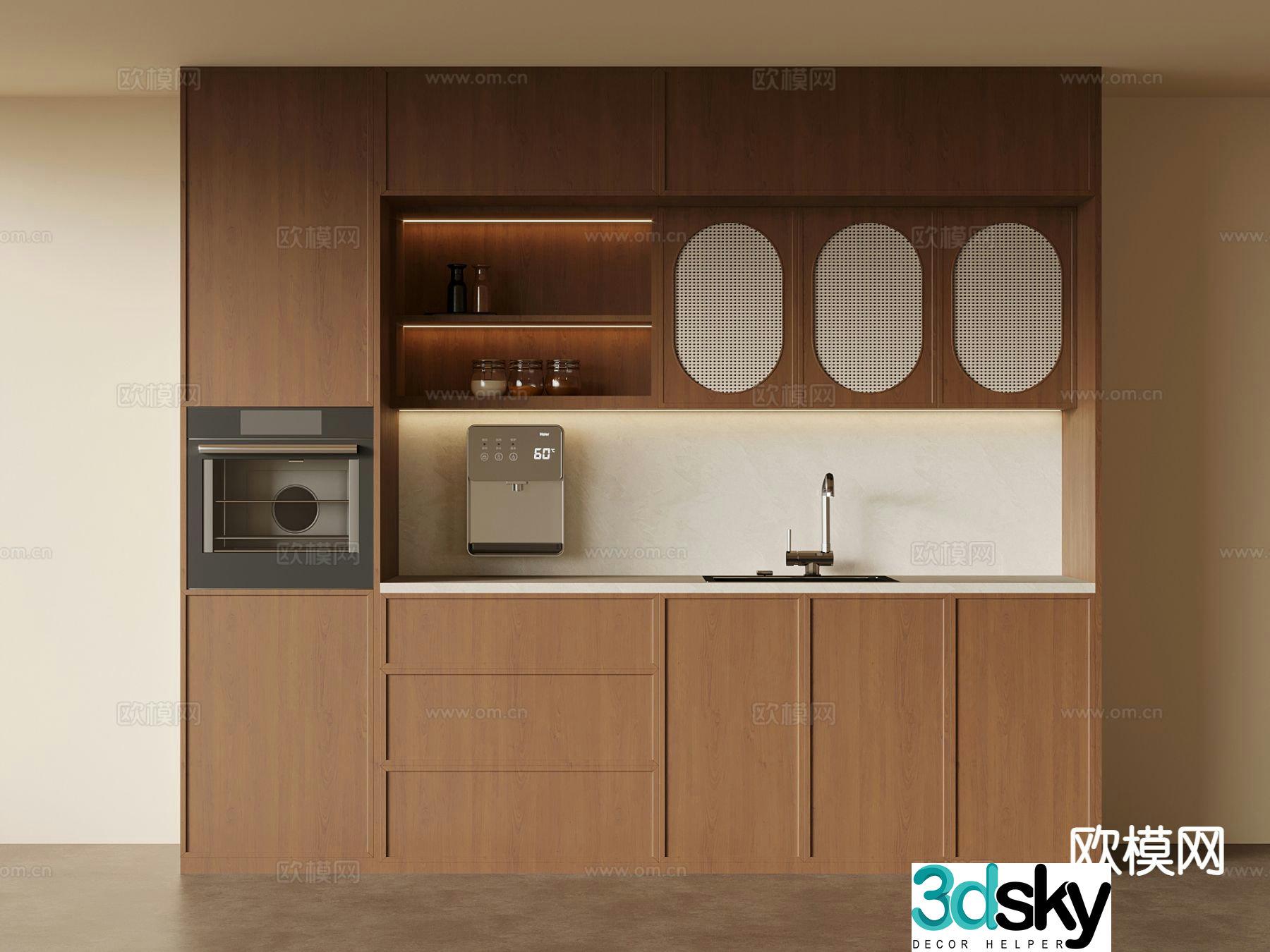 Medieval style wine cabinet and sideboard 3D model