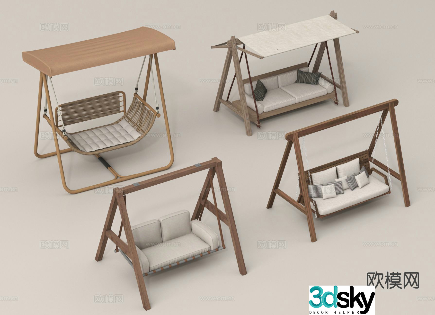 Wabi-sabi hanging chair swing swing bench 3d model