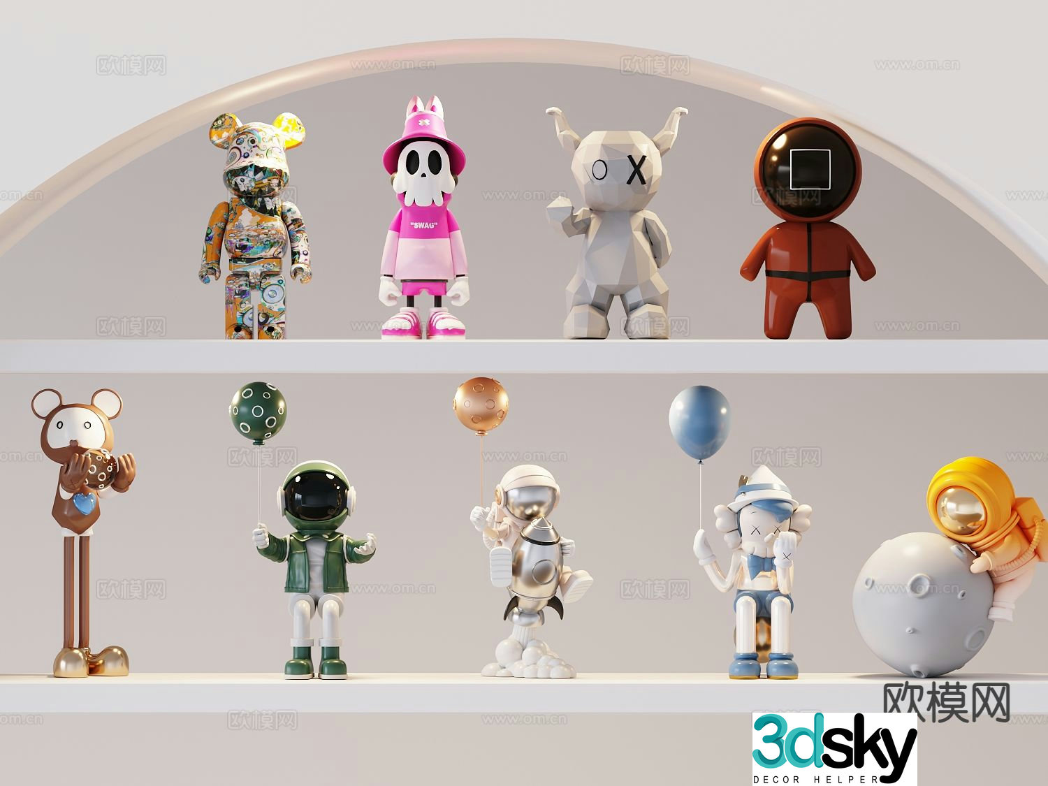 Modern trendy toy doll ornaments 3D model