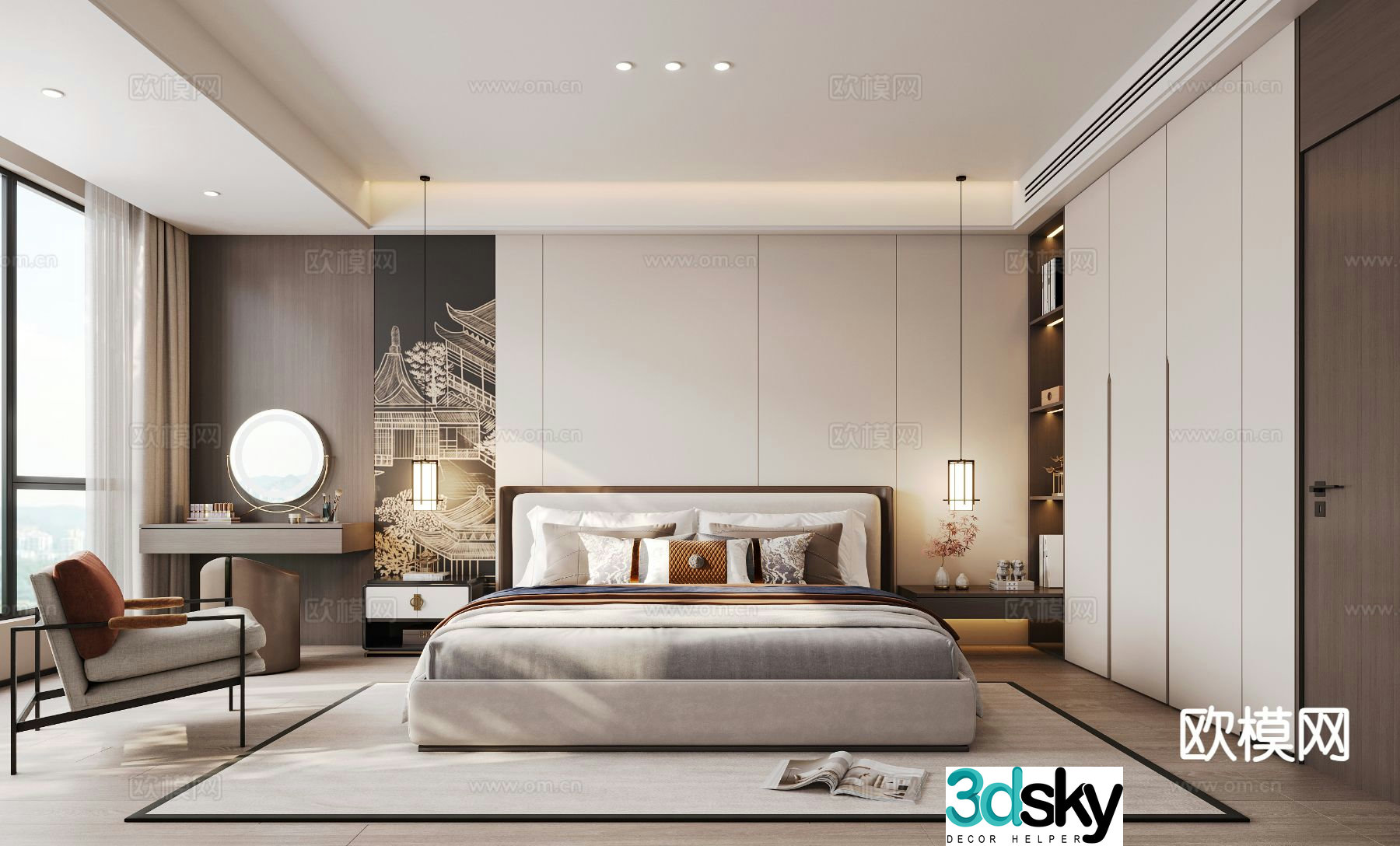 New Chinese style bedroom master bedroom 3d model