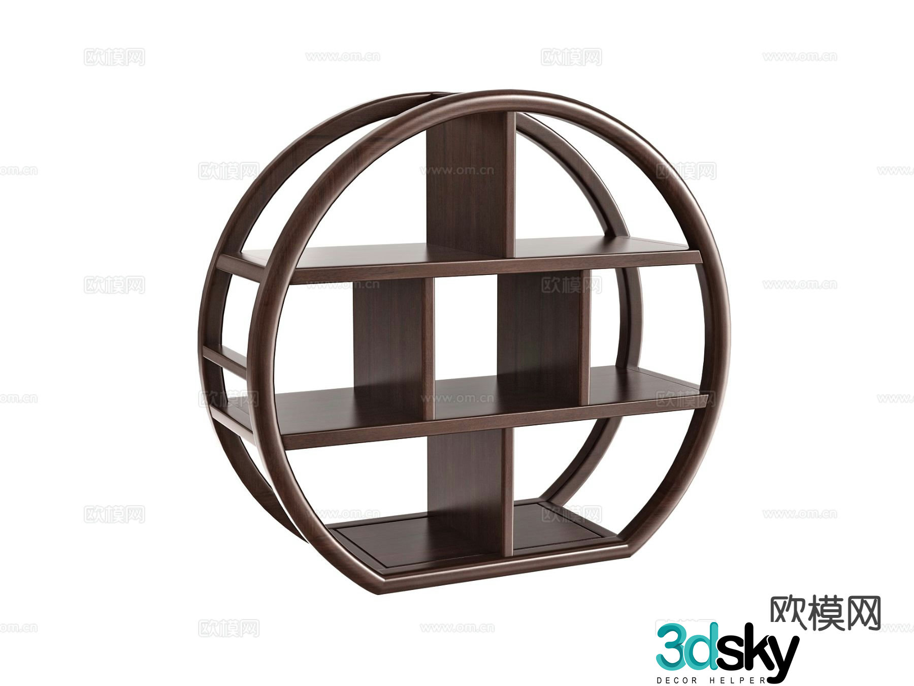 New Chinese style Bogu rack hall cabinet round rack 3D model