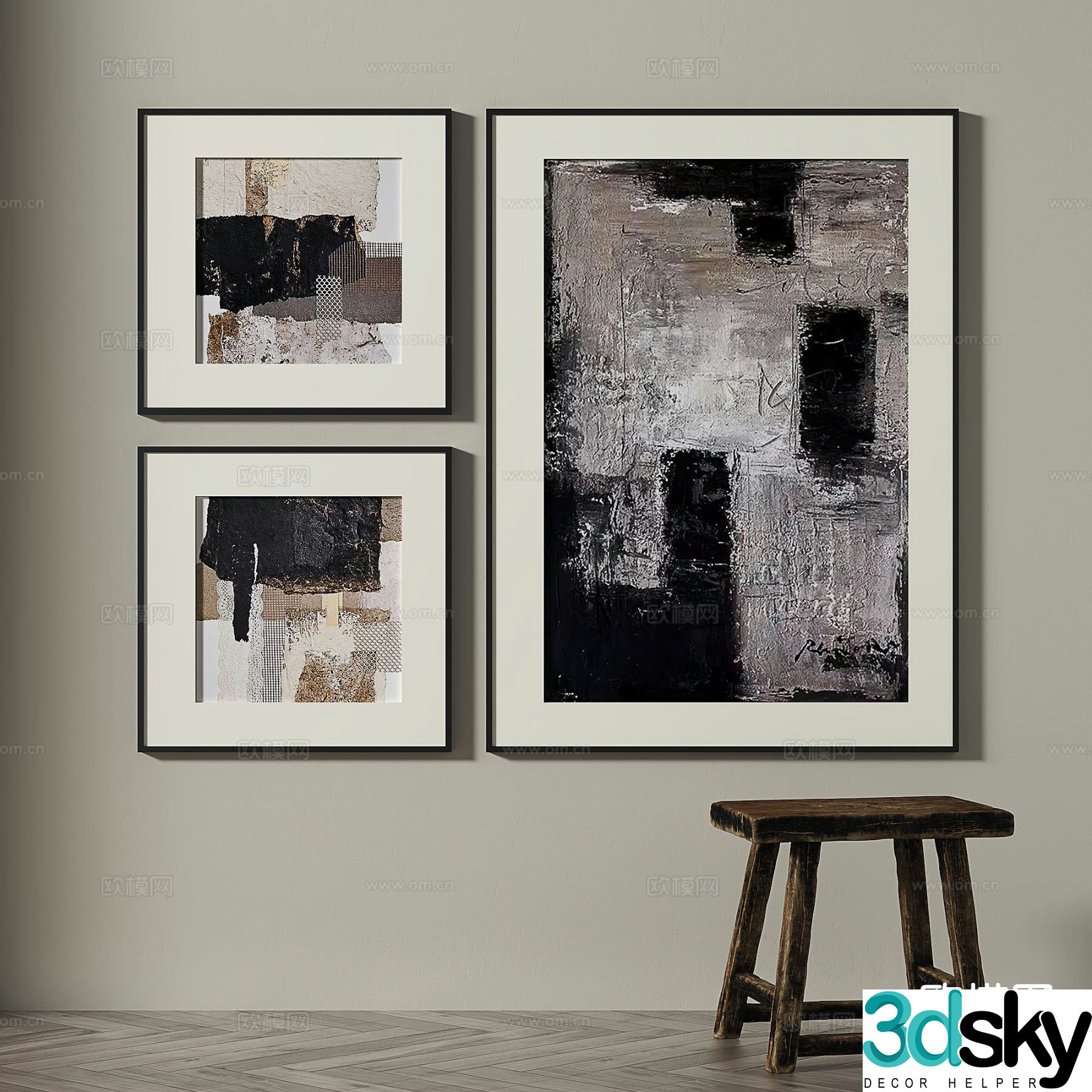 Wabi-sabi art painting texture painting decorative painting 3d model