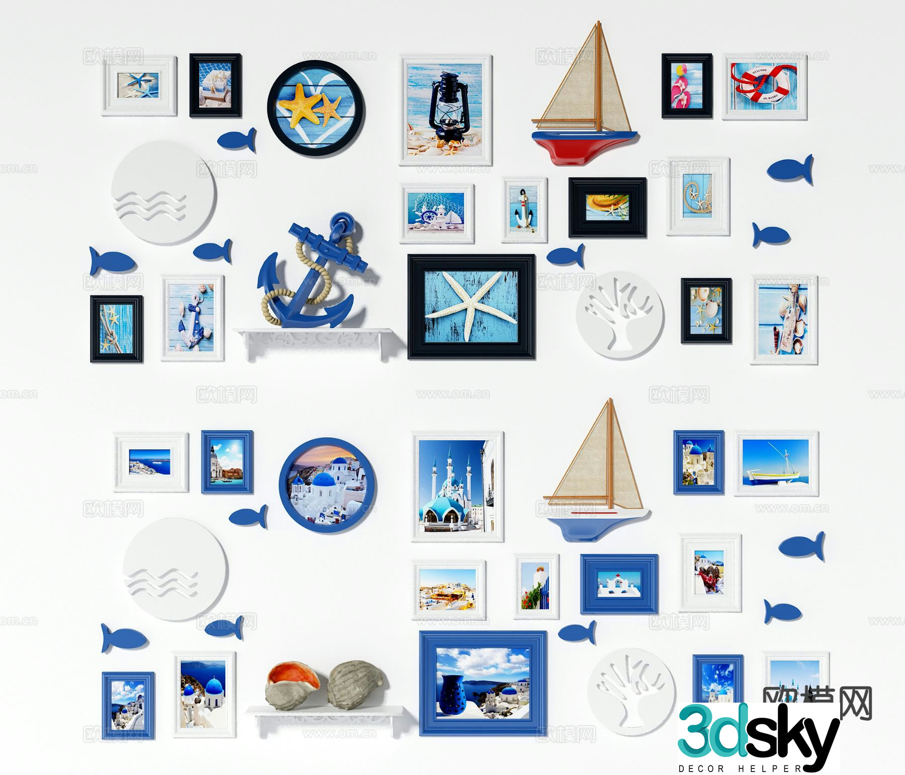 Mediterranean photo wall hanging decoration wall decoration 3d model