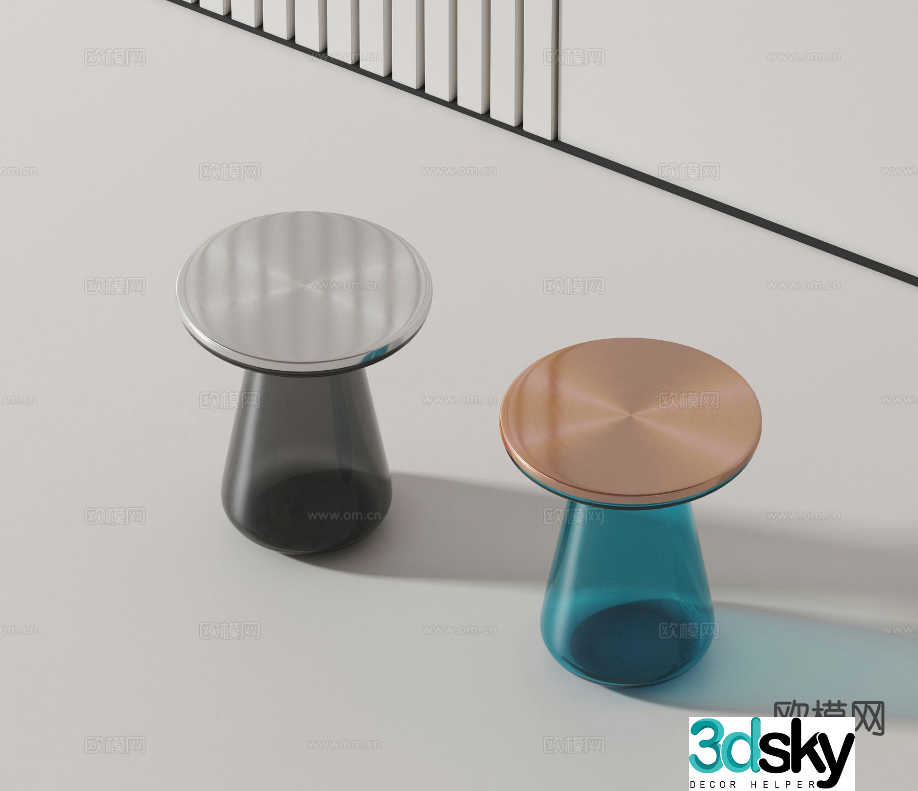 Modern round table side table angle table 3D model