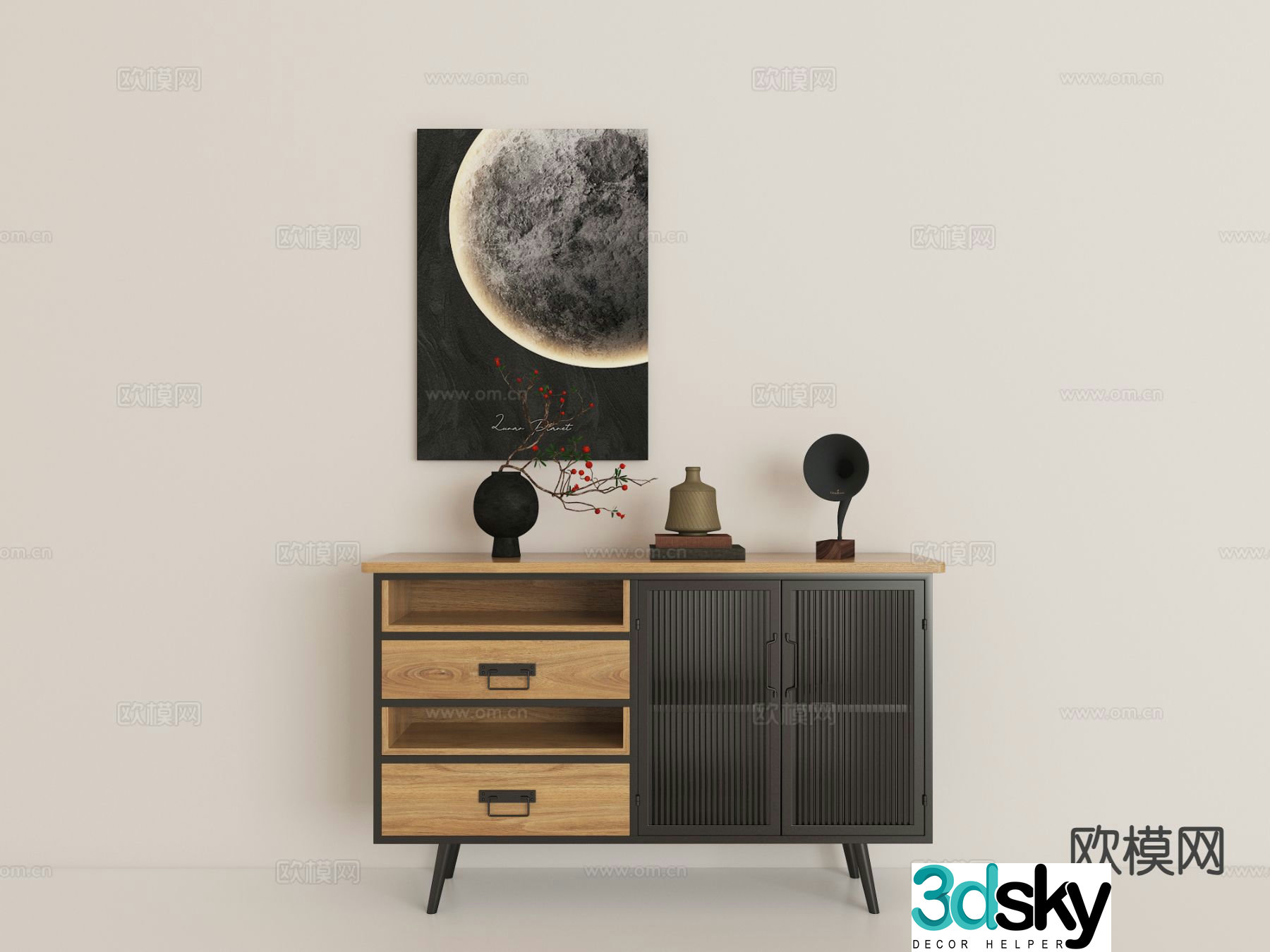 Wabi-sabi entrance cabinet Duanjing cabinet 3D model