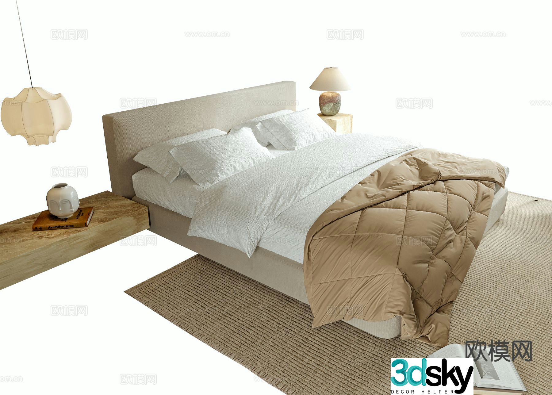 Nordic double bed 3d model