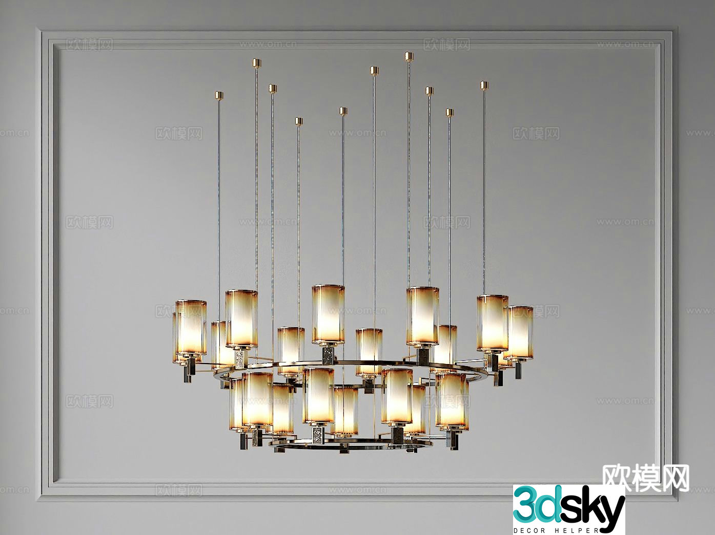New Chinese style chandelier lobby chandelier 3d model