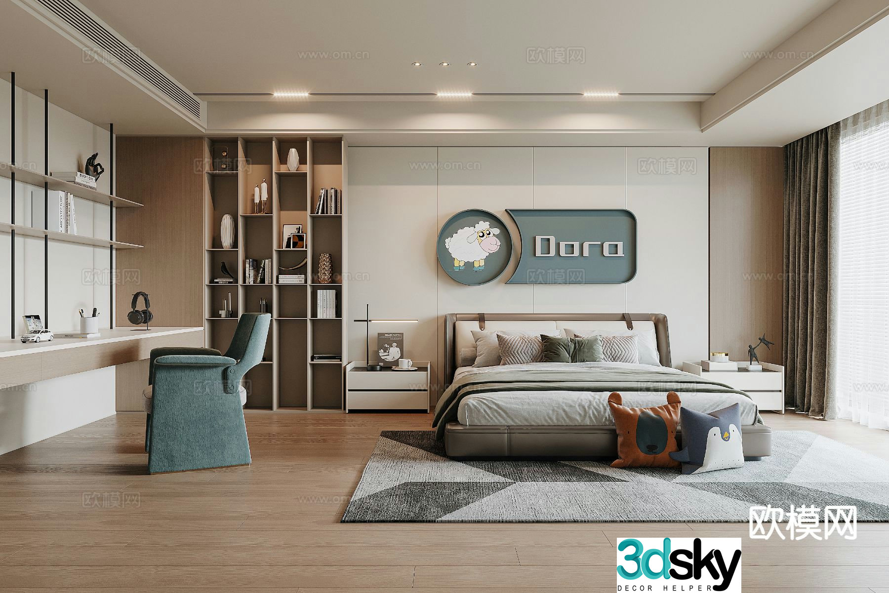 Modern boy’s room bedroom second bedroom 3d model