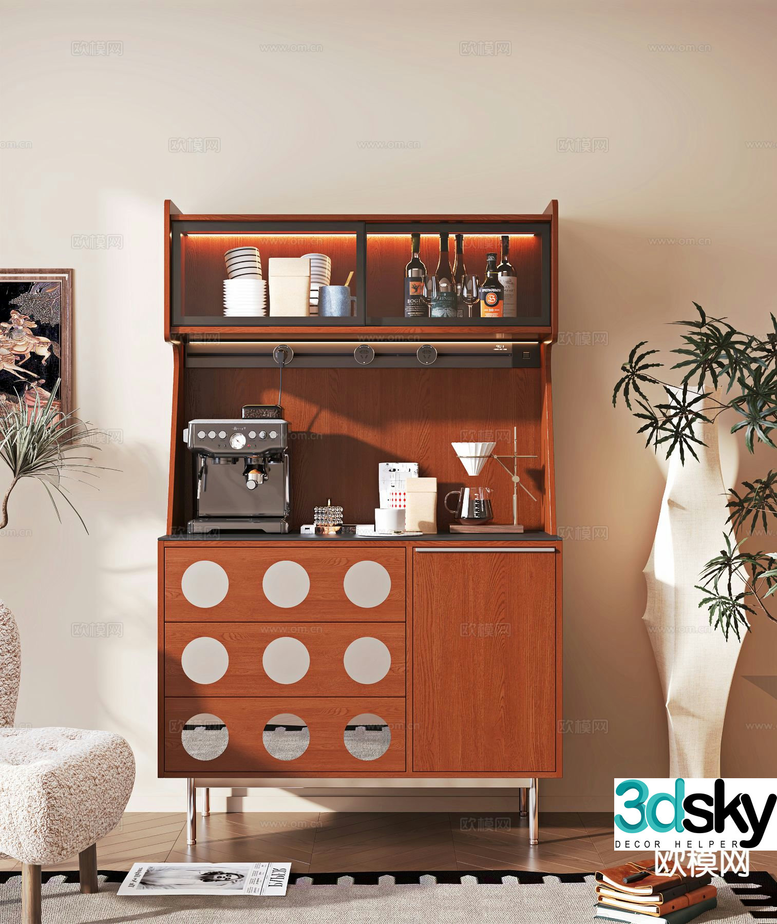 Medieval style sideboard 3d model