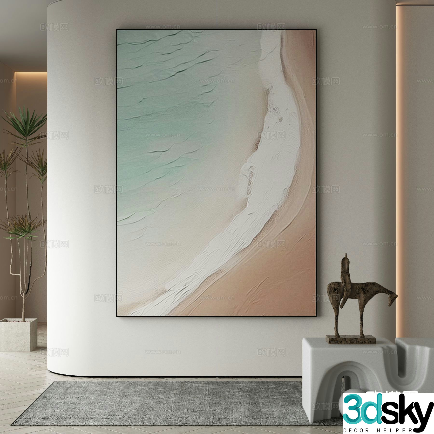 Modern art painting texture painting decorative painting 3d model