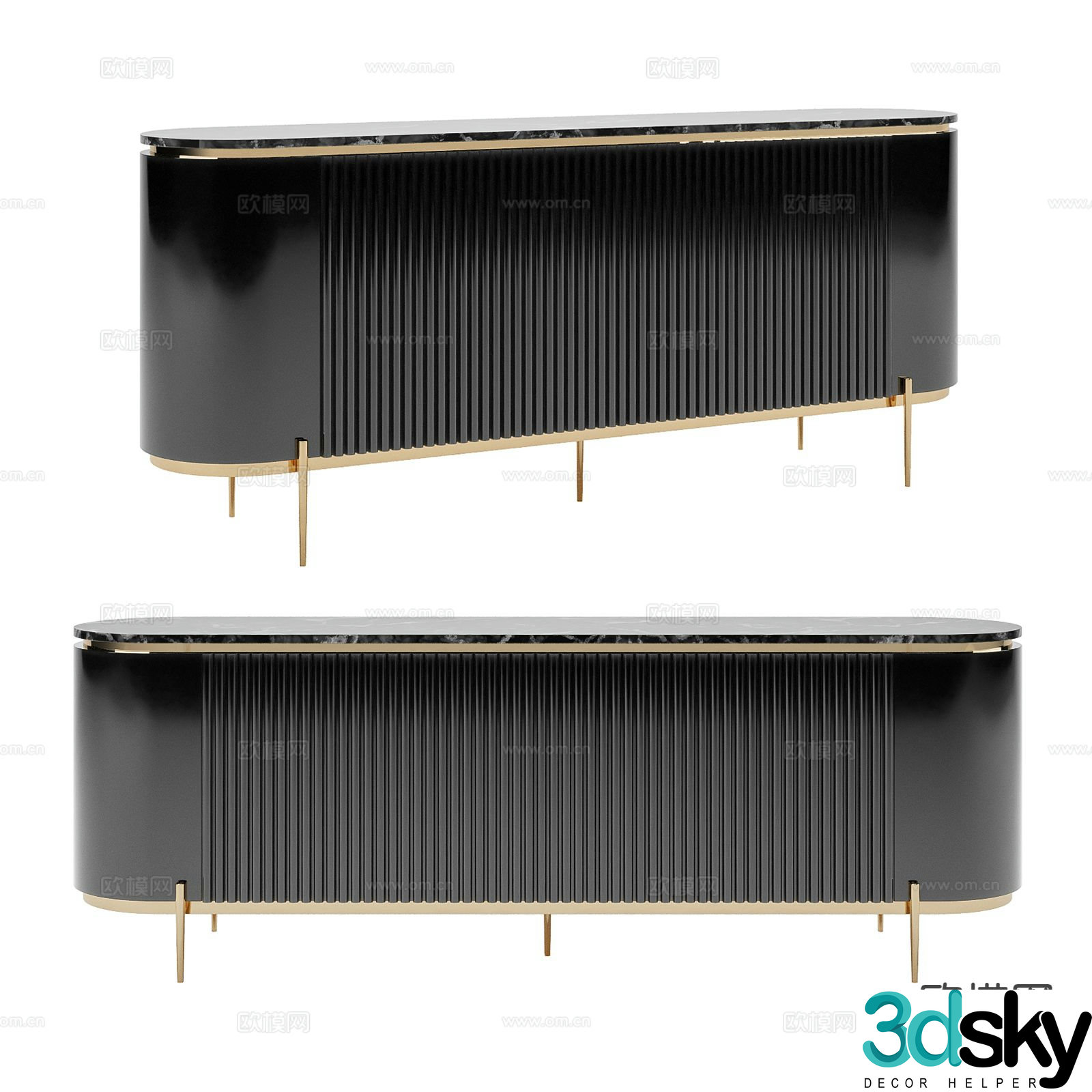 Light luxury style TV cabinet 3D model