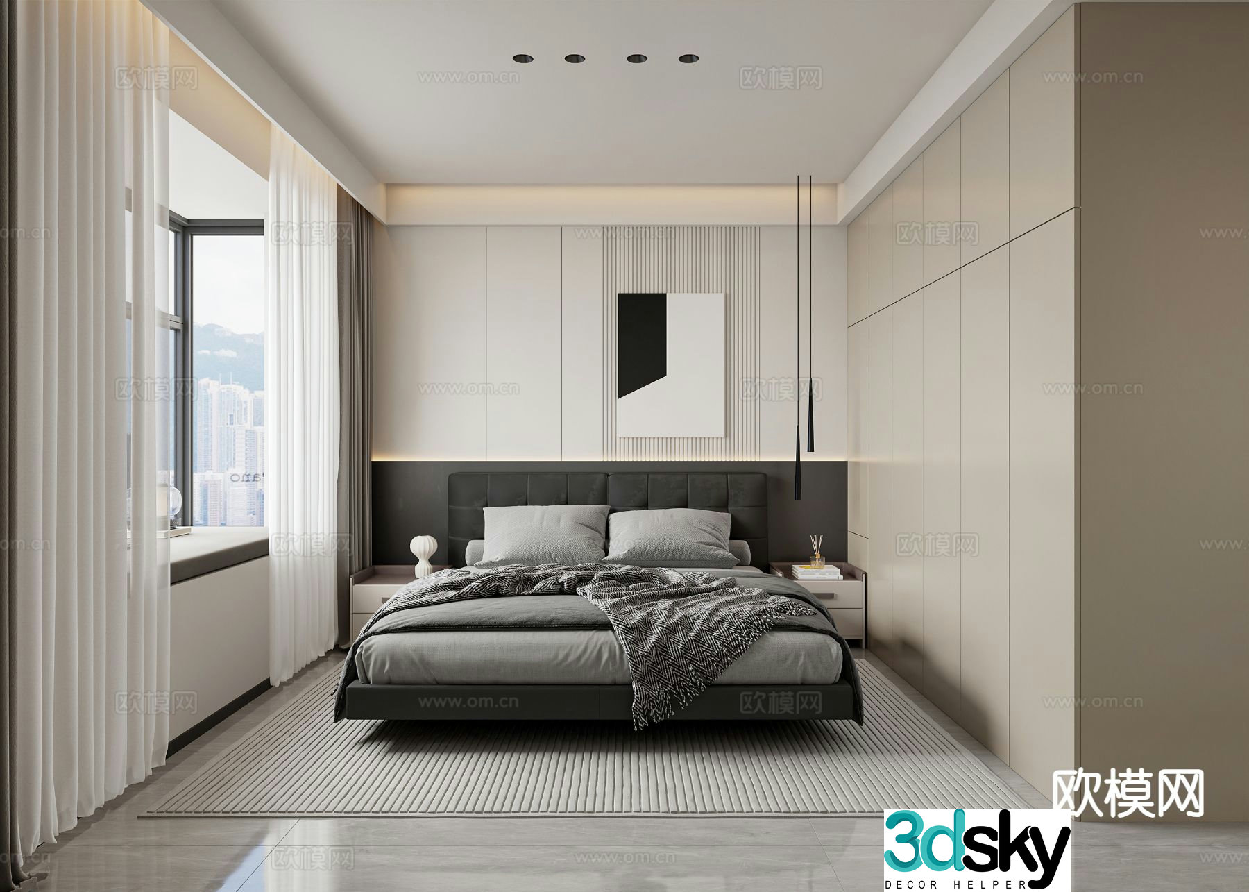 Modern bedroom master bedroom 3d model