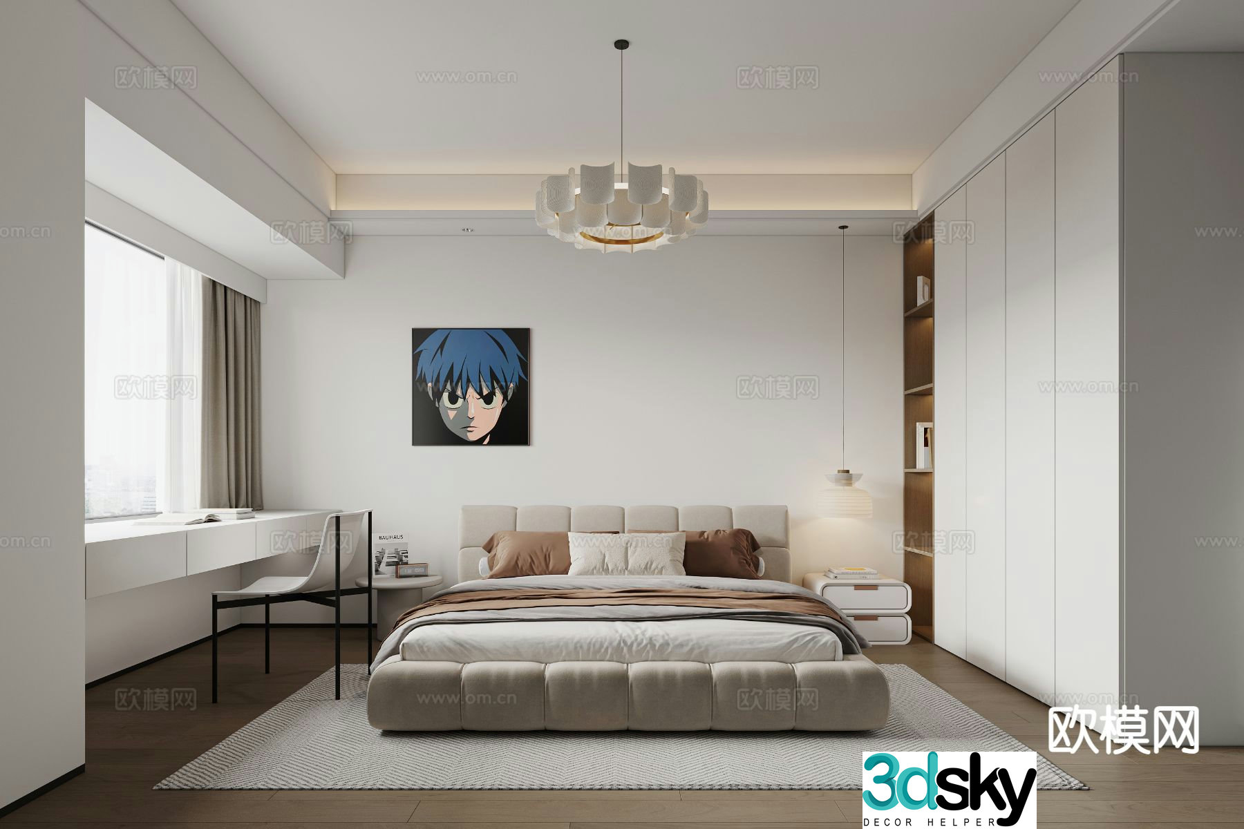 Cream style bedroom master bedroom 3d model