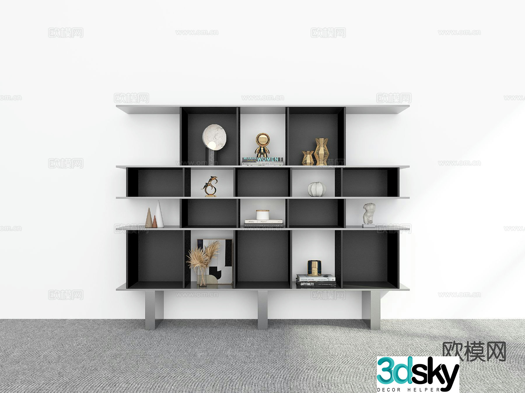Modern bookshelf display rack 3d model