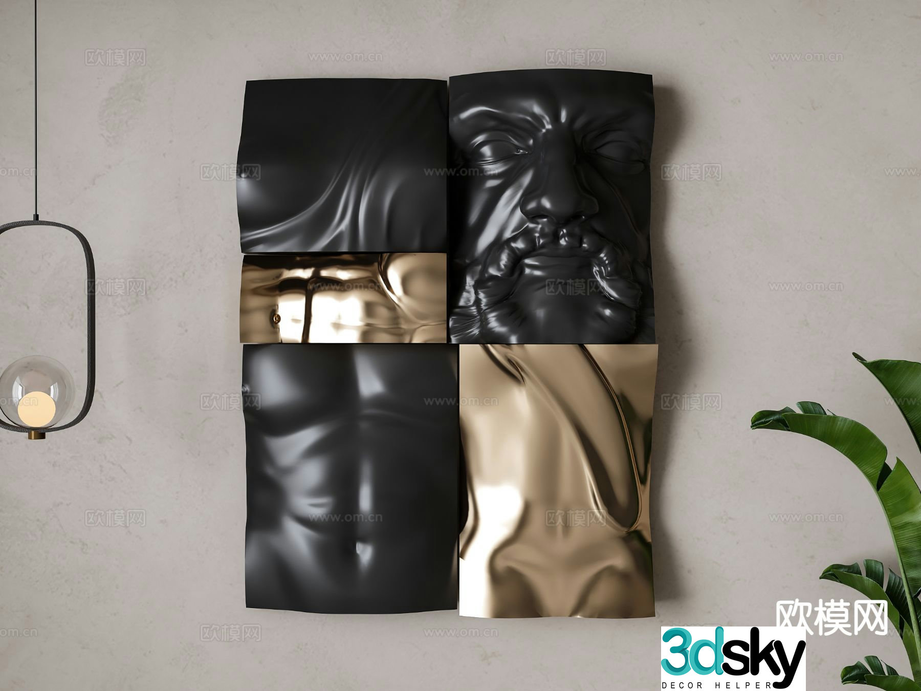 American style human body wall decoration pendant 3D model