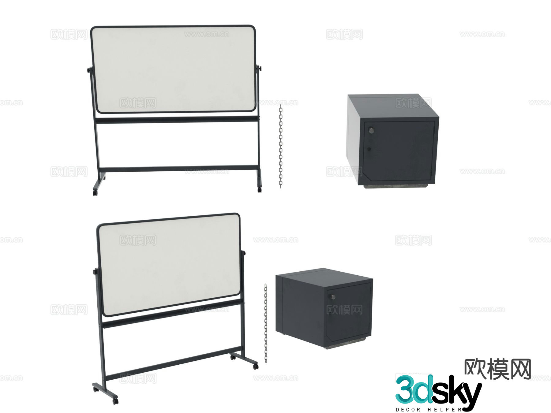 Mobile whiteboard safe 3d model