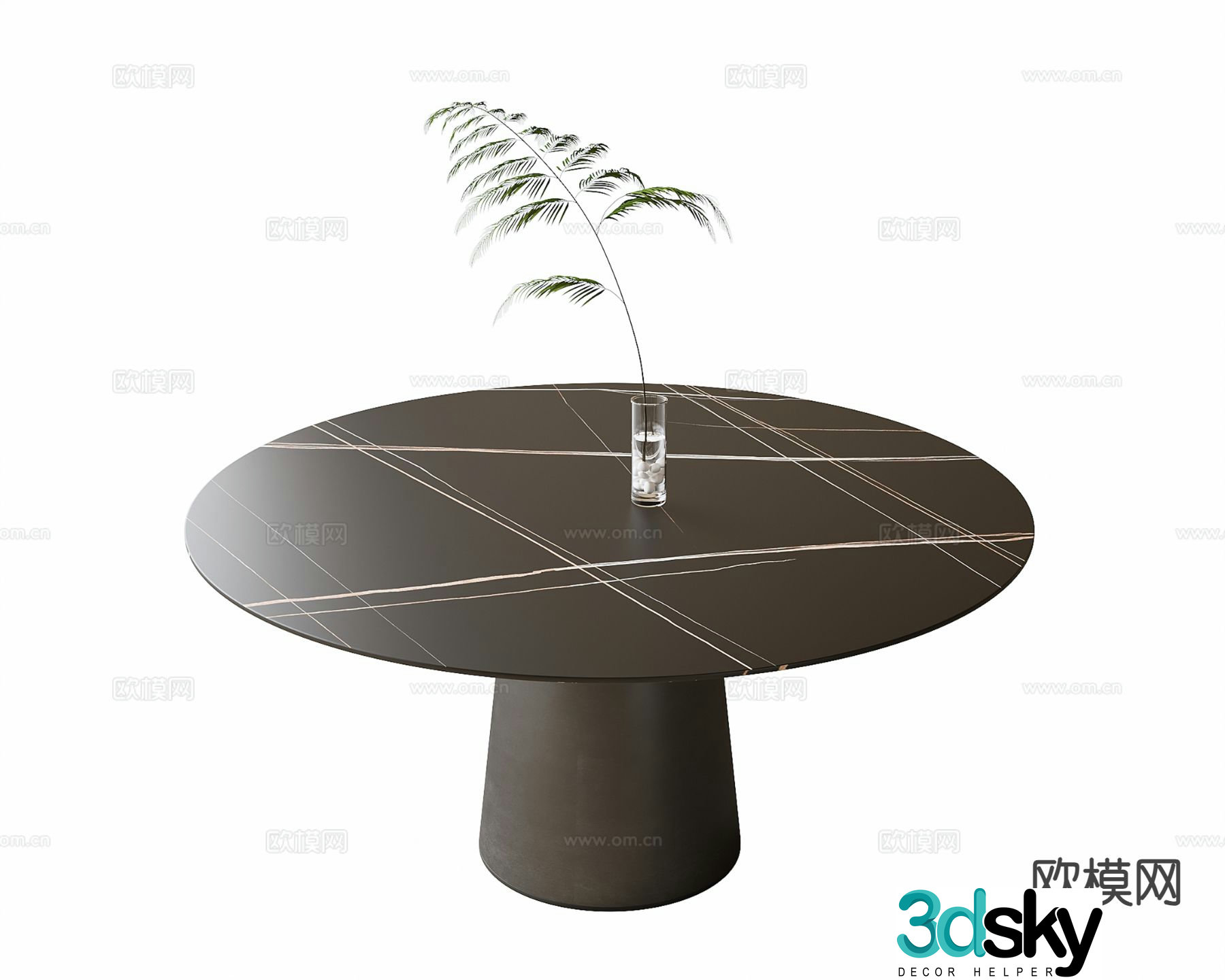Modern round dining table 3d model