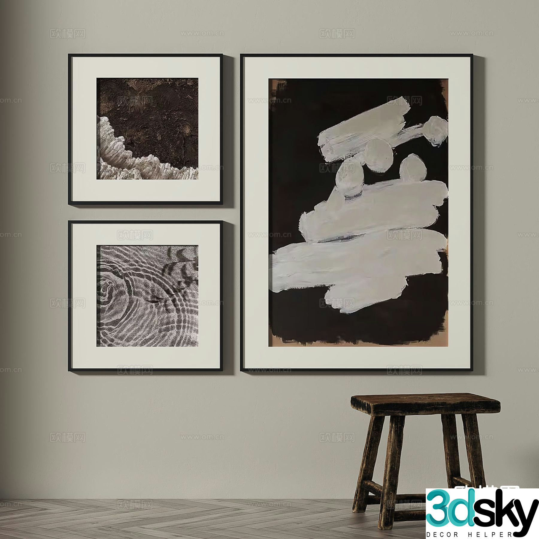 Wabi-sabi art painting texture painting decorative painting 3d model
