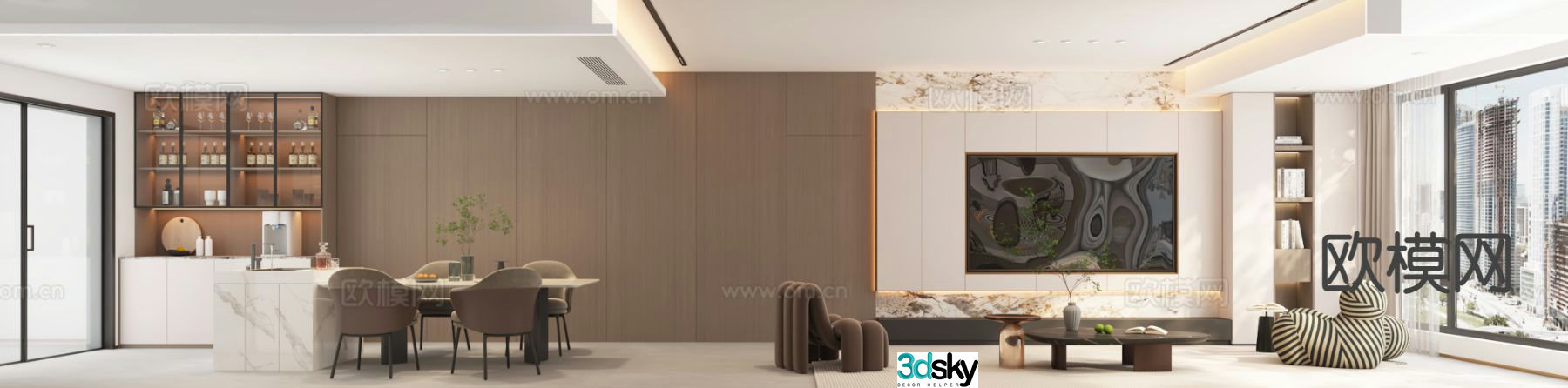 Light luxury restaurant 3D model