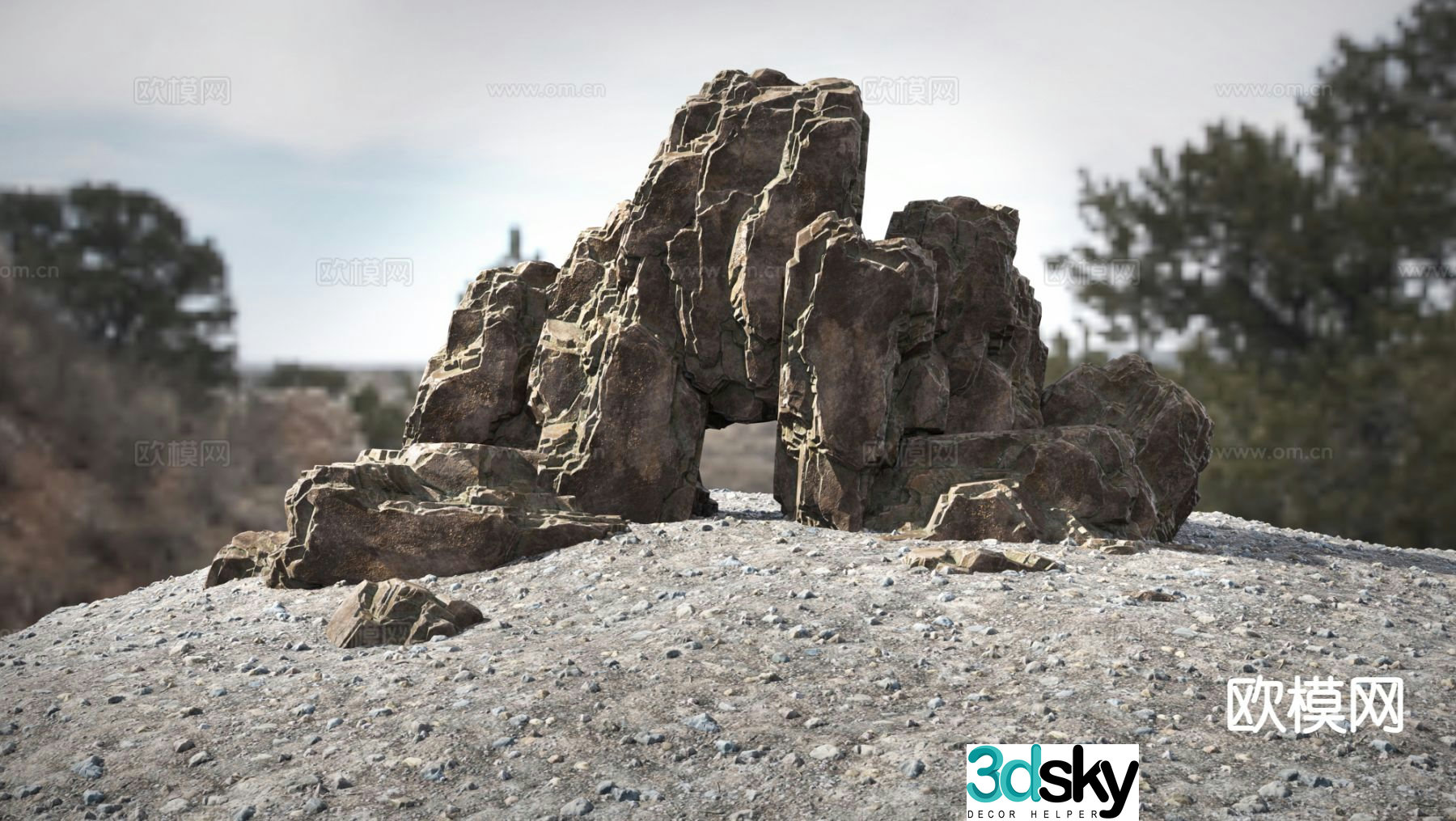 Modern rockery stone landscape stone 3d model