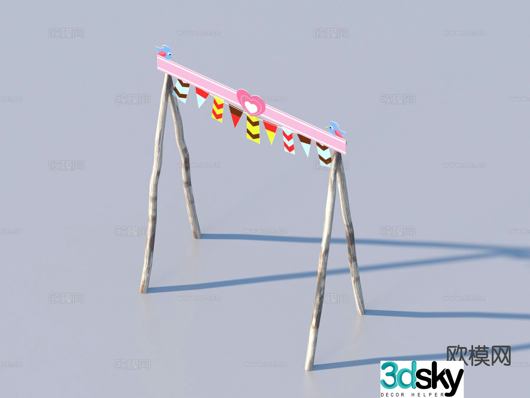 Hanging flag colorful flag decorative flag flag door 3d model