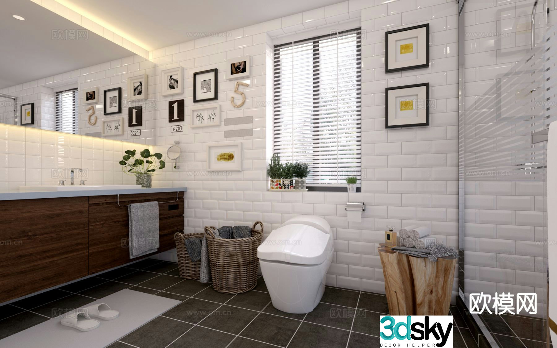 Nordic toilet bathroom toilet 3d model