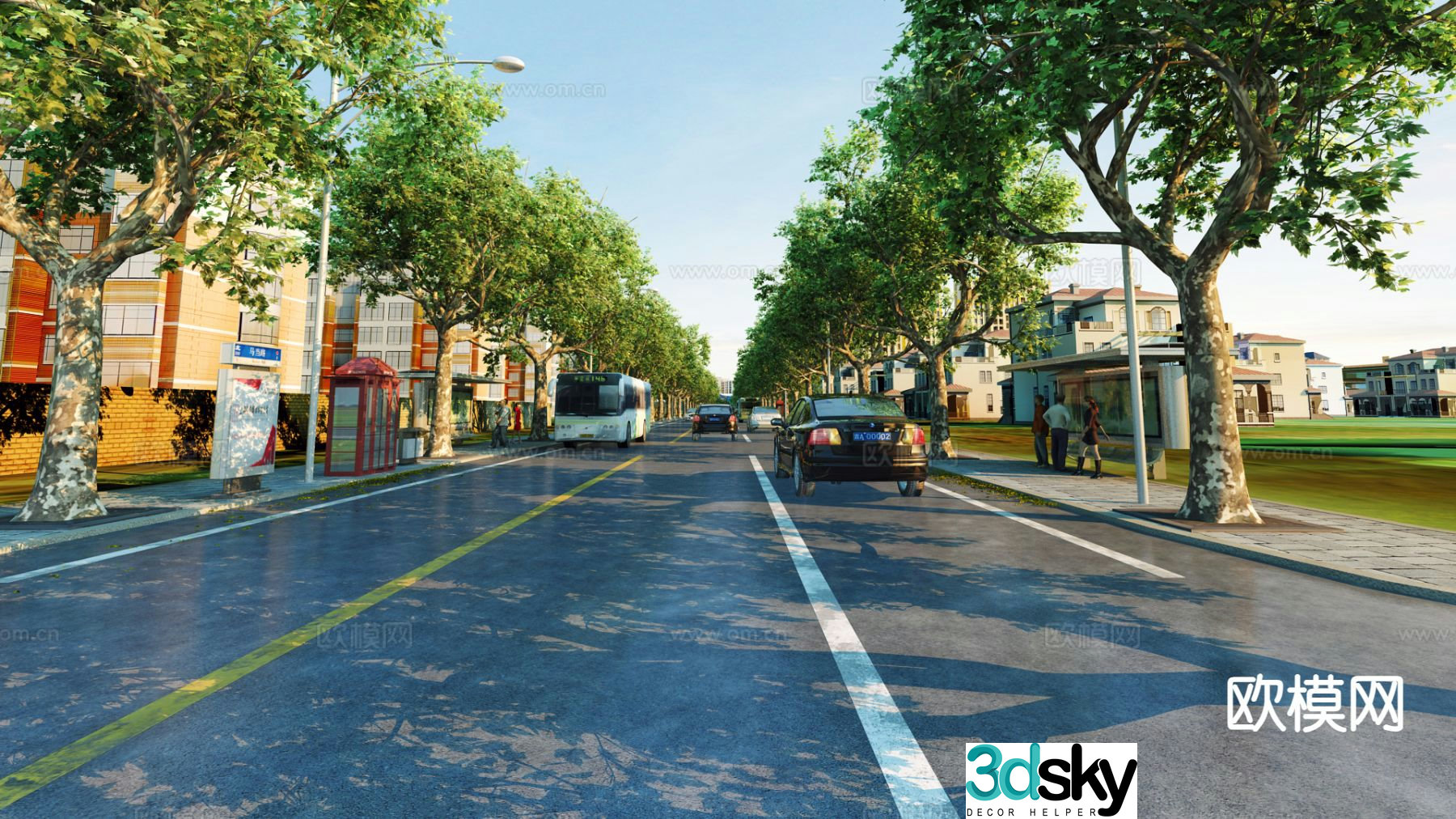modern road highway road asphalt road 3d model
