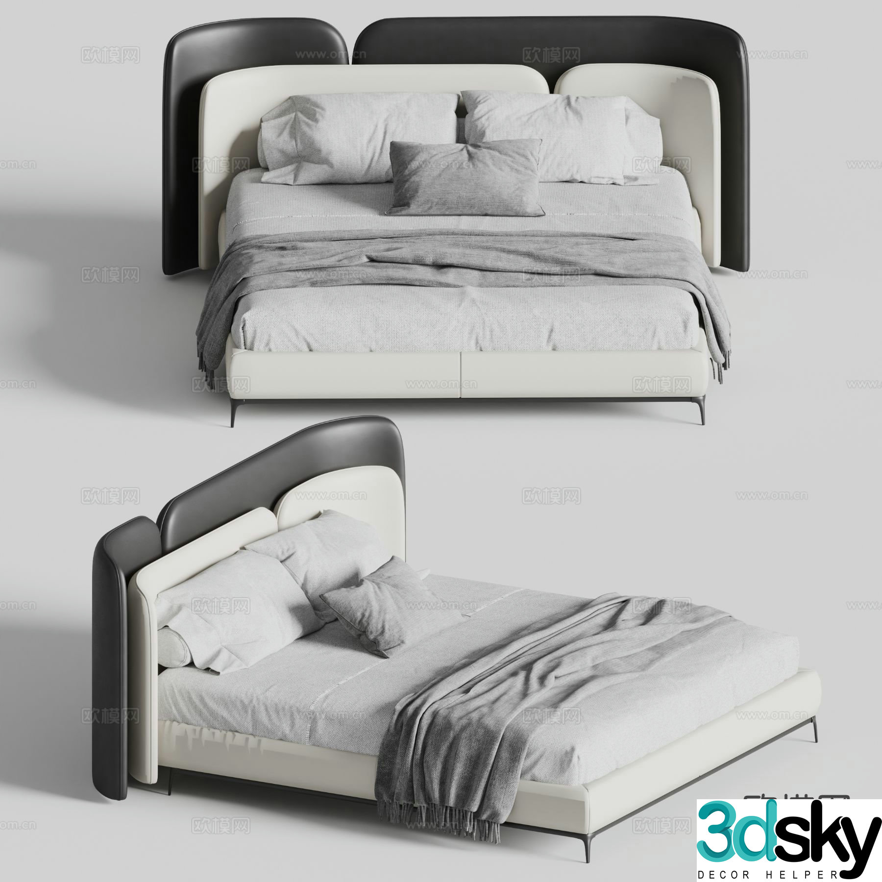 Folia Italian double bed 3d model