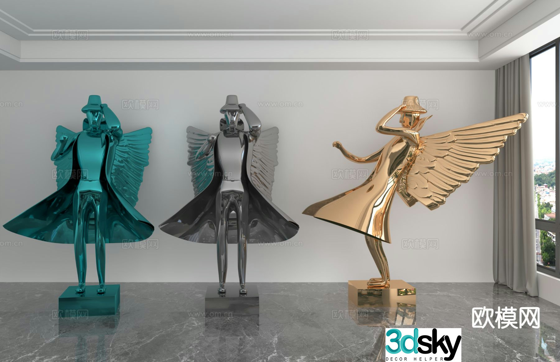 Modern laser sculpture trendy ornaments 3D model