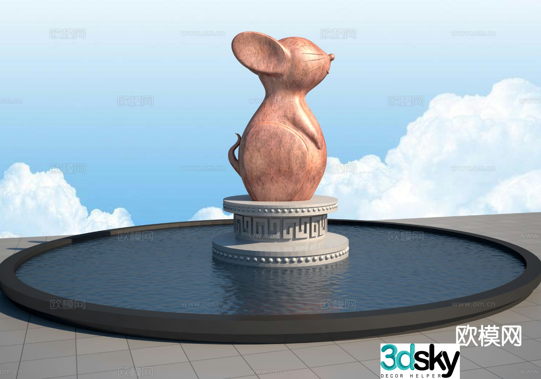 Zodiac sculpture rat sculpture 3d model