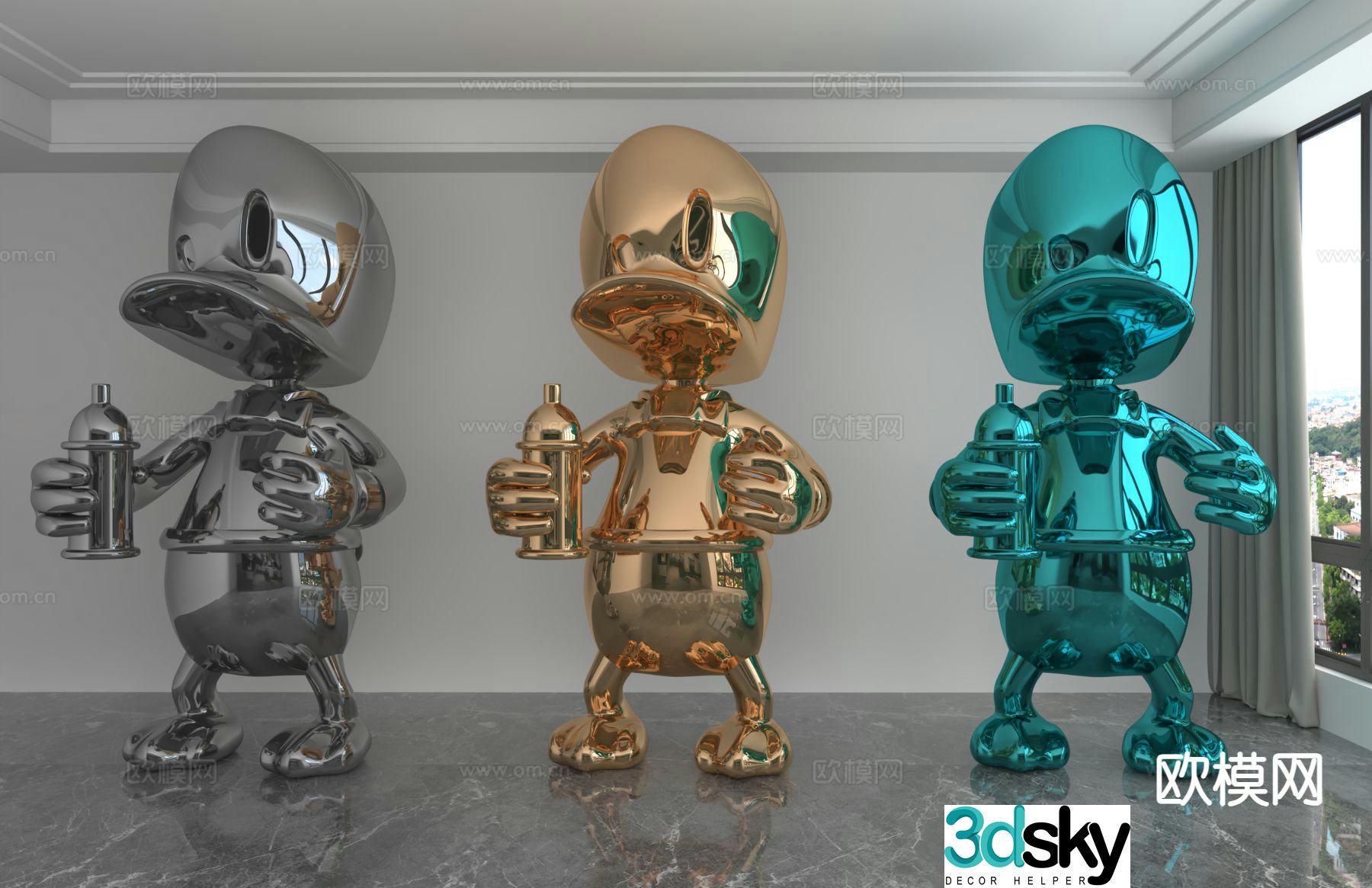 Modern laser doll trendy ornaments 3D model