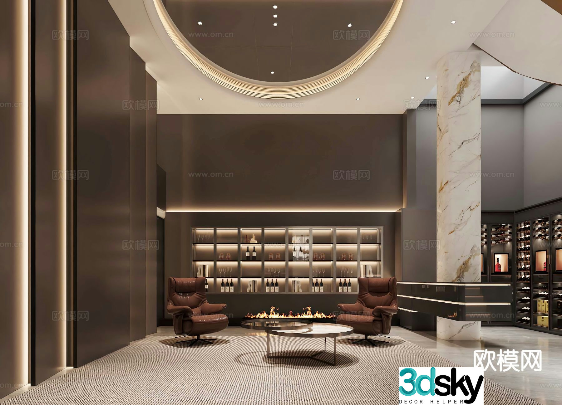 Italian villa living room negotiation room 3D model
