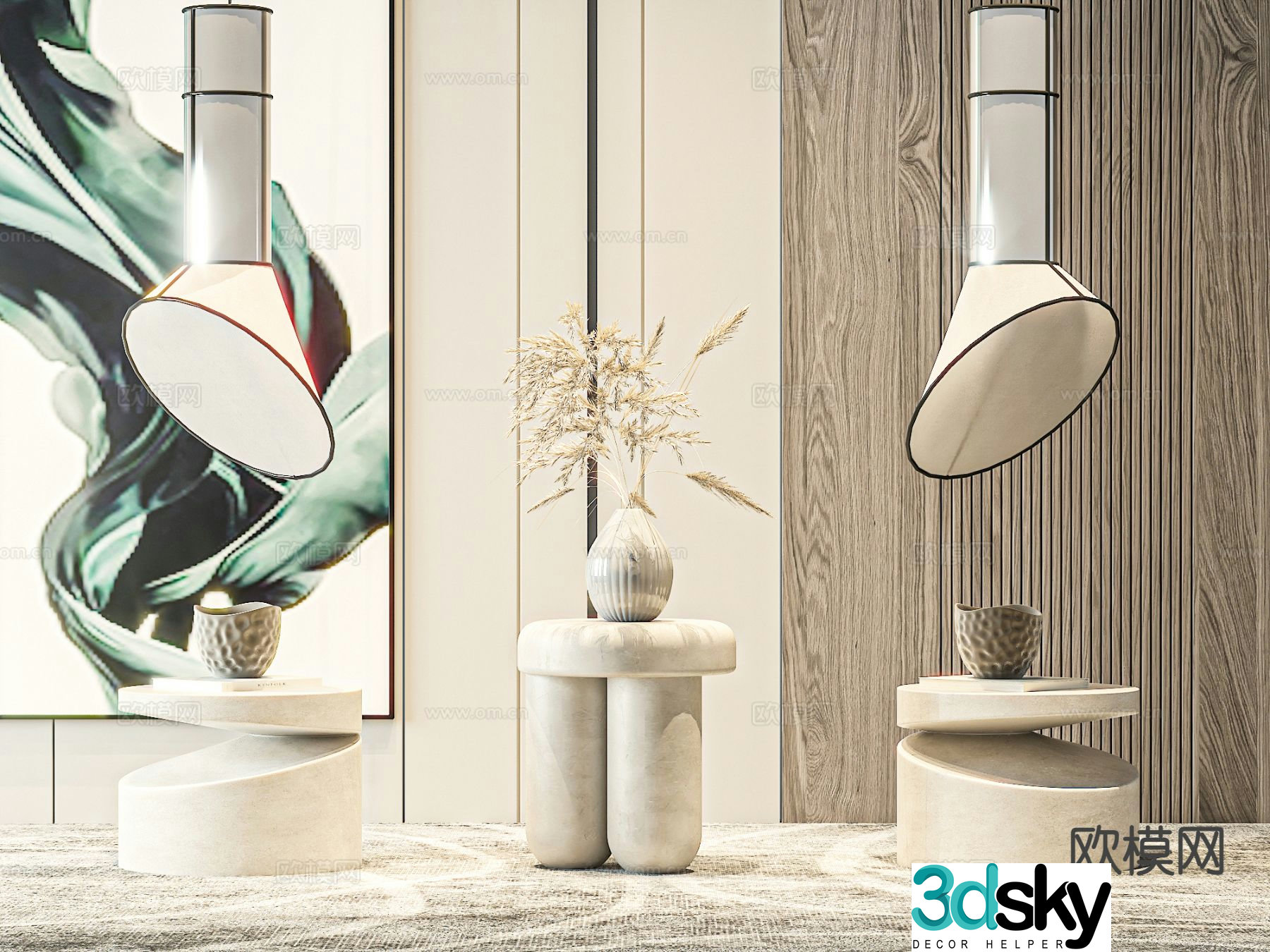 Modern corner table round table side table 3D model