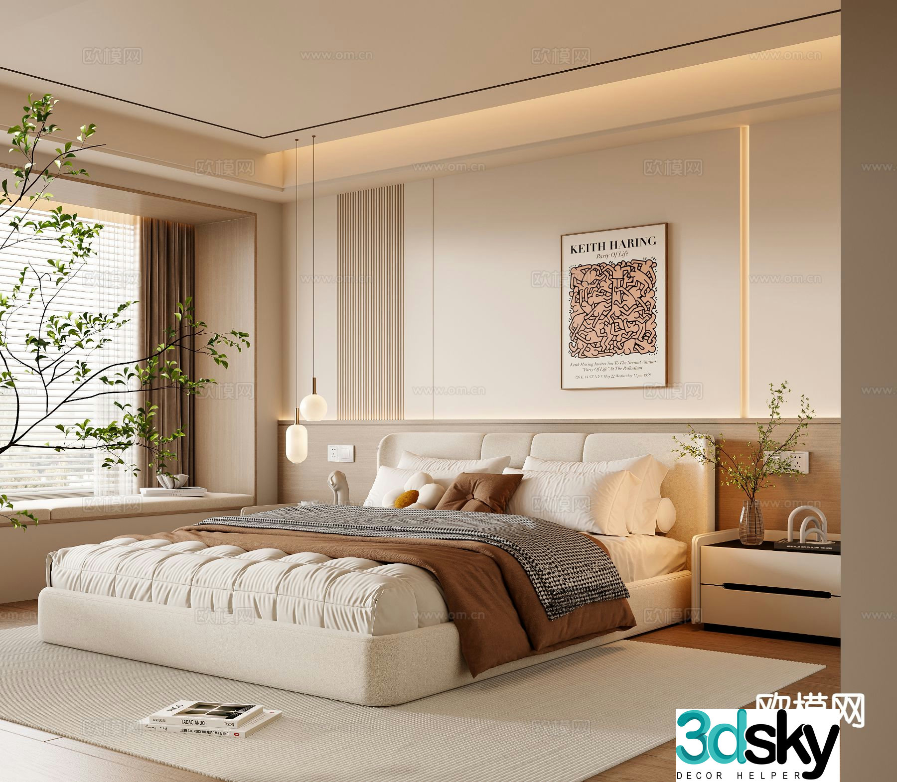 Cream style bedroom master bedroom 3d model