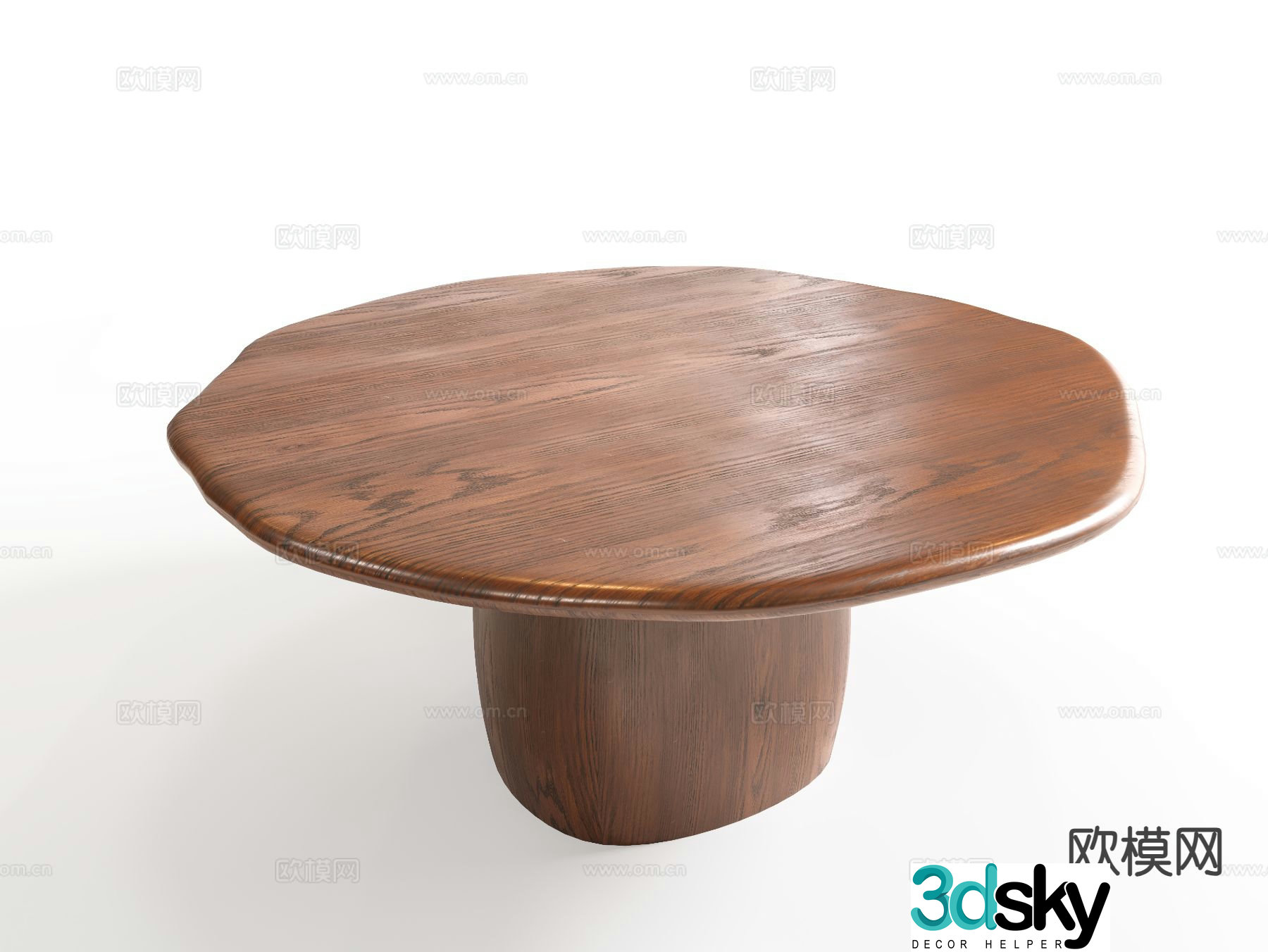 Wabi-sabi style dining table 3D model of log dining table