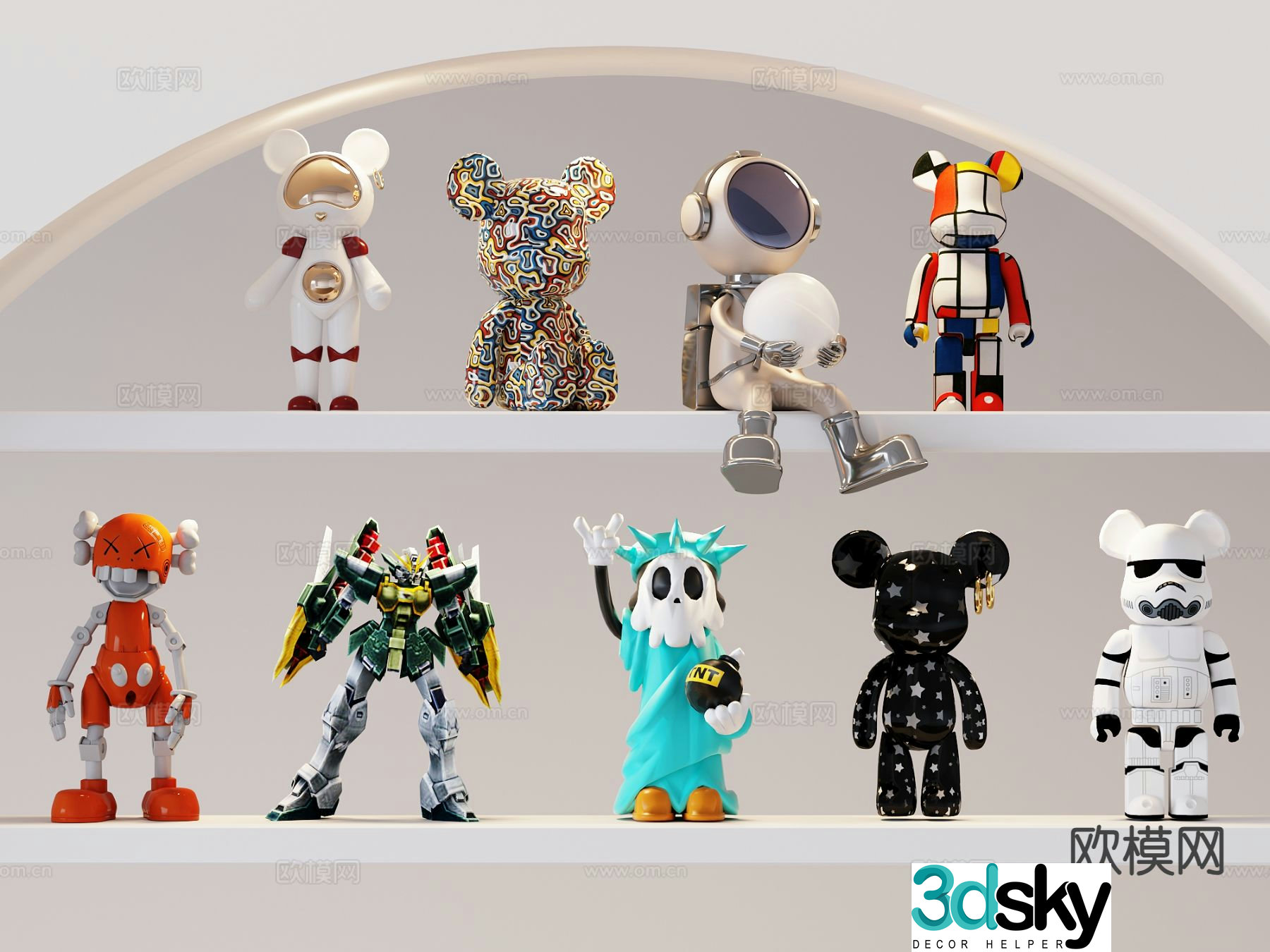 Modern doll trendy ornaments 3D model