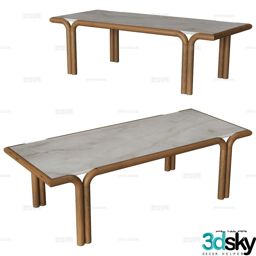 Paolo Castelli modern slate dining table 3d model