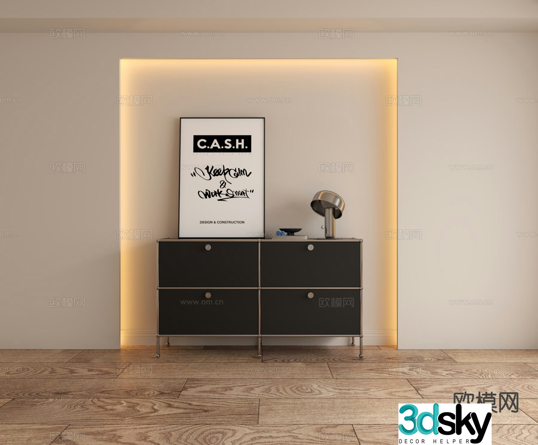 Modern black side cabinet entrance cabinet 3d model