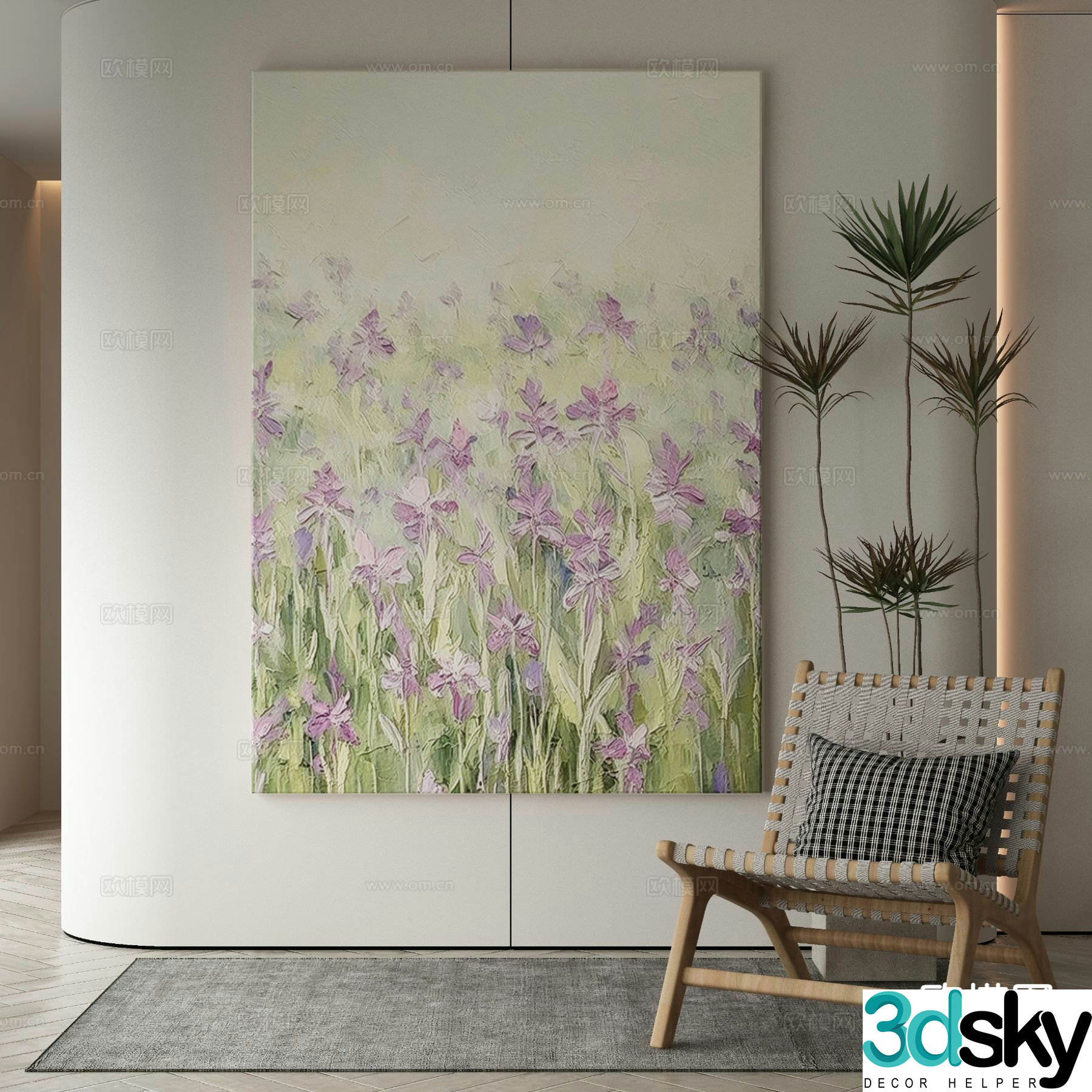 Modern art painting texture painting decorative painting 3d model