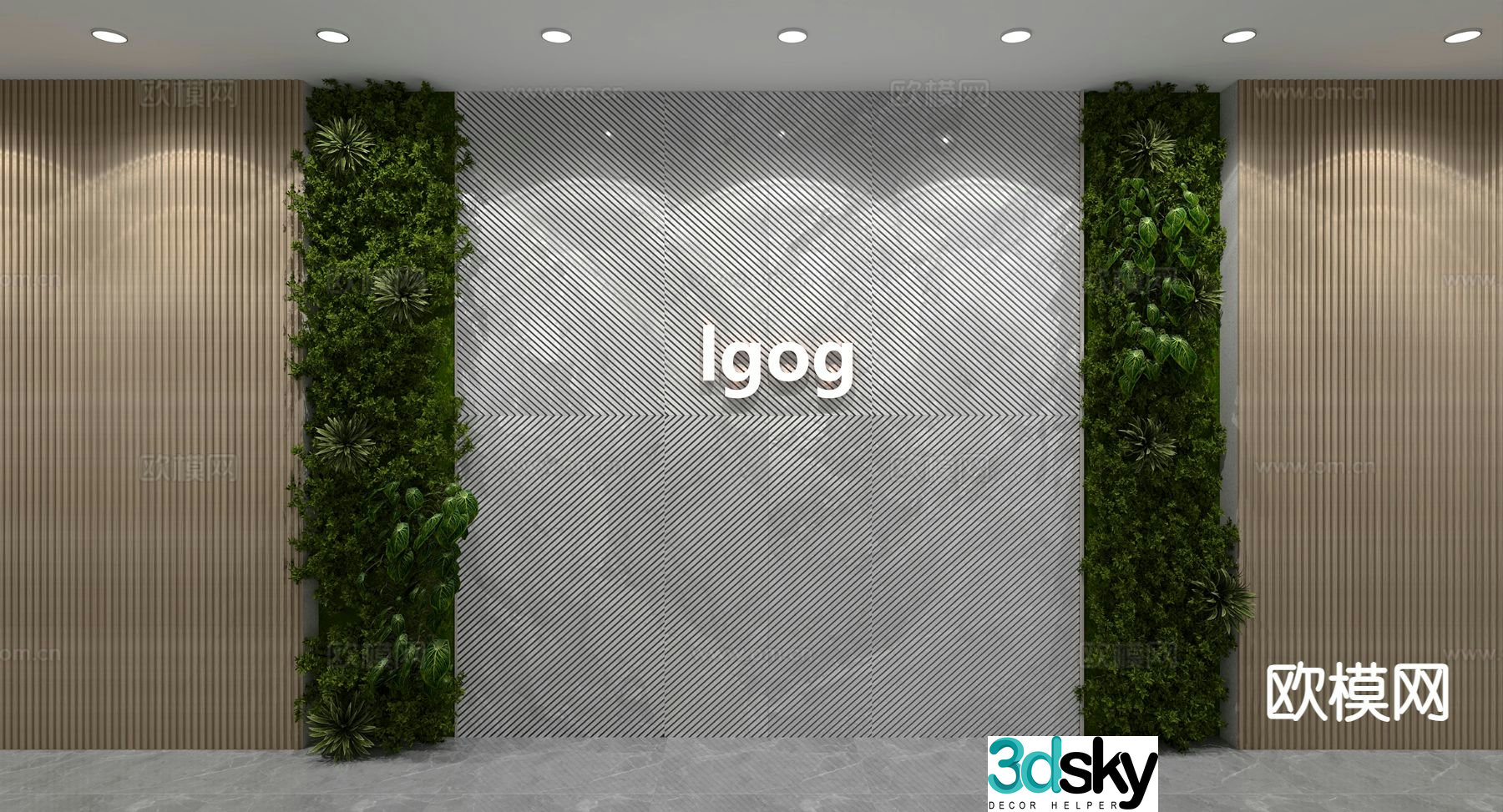 Modern company image wall background wall 3D model